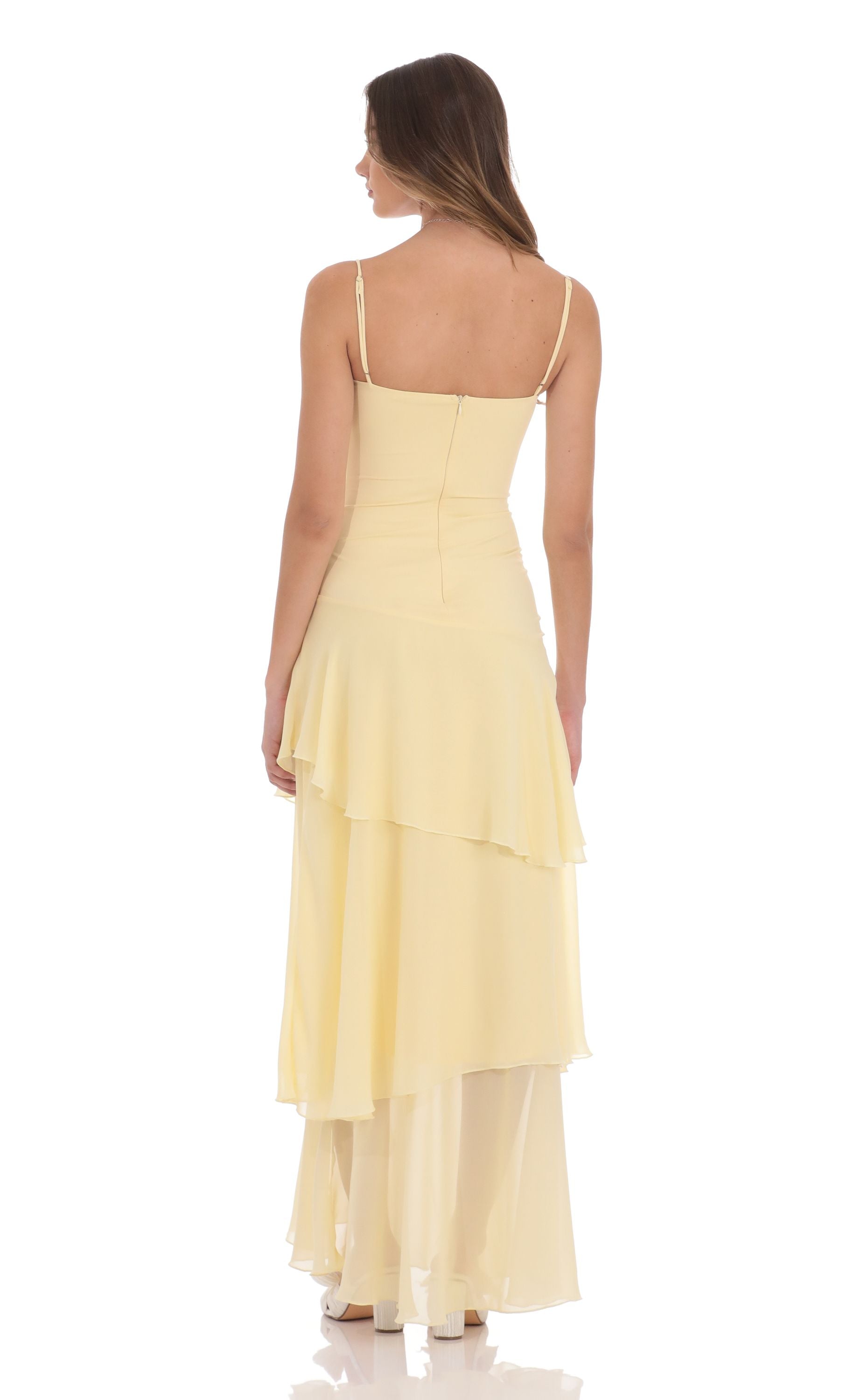 Dames Maxi Jurk | Spaghettibandjes | Gelaagde Rok Met Bustier Top