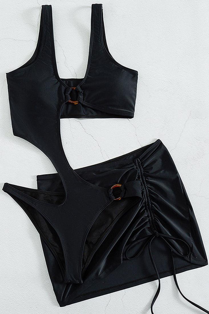 Bikini Dames Zwart – Asymmetrische Set met O-Ring