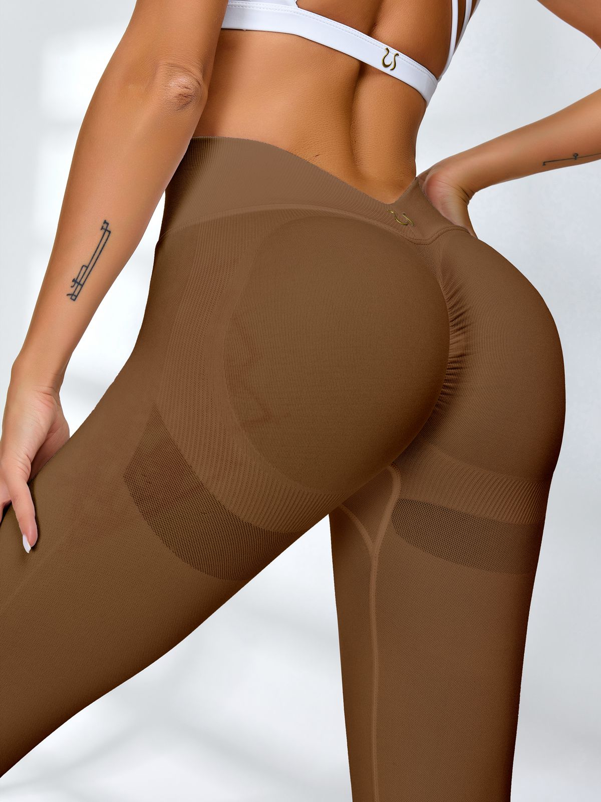 Sportlegging Dames Scrunch Bum Diepe V-Rug met Lift-Effect