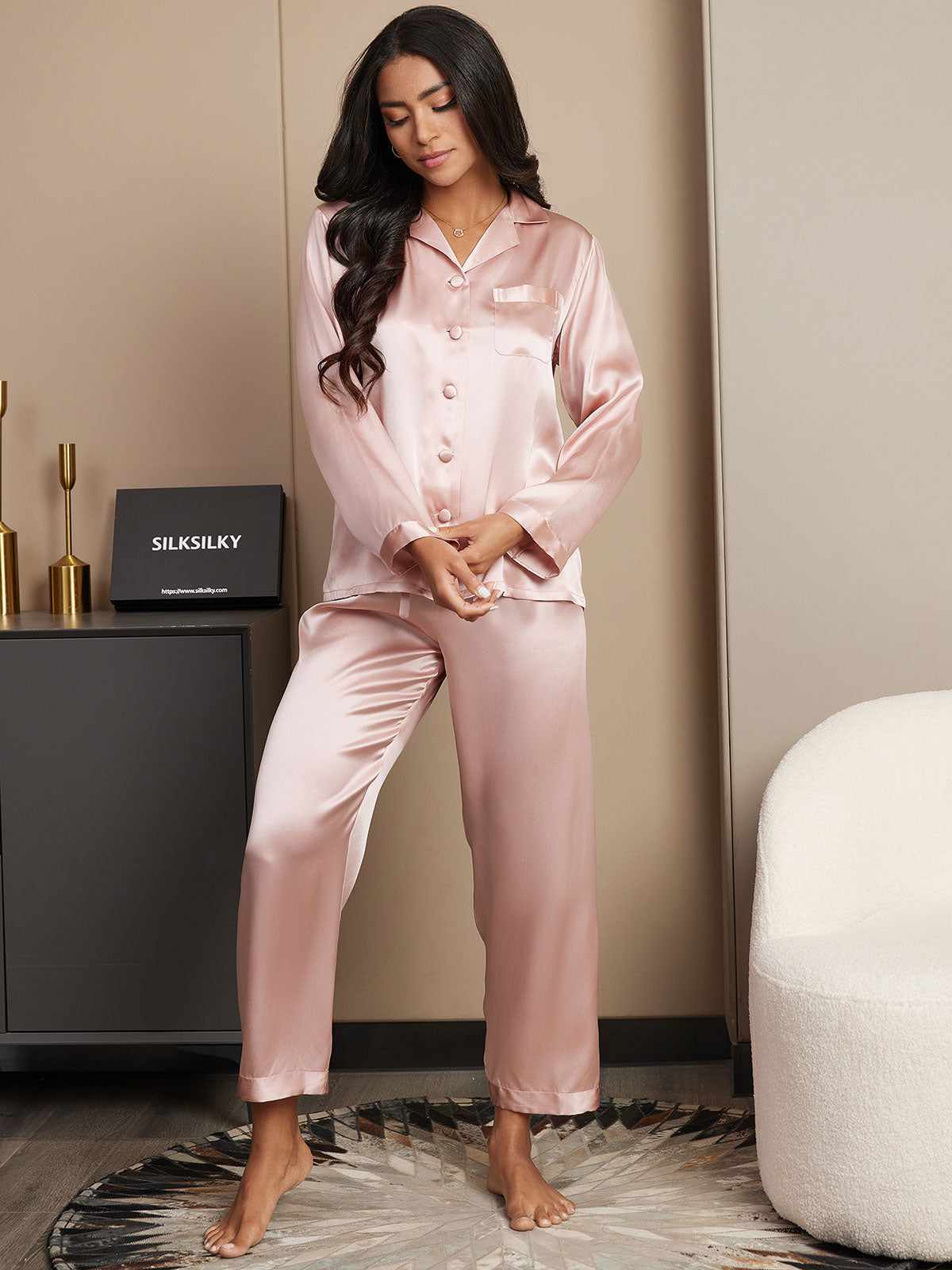 Luxe Satijnen Pyjamaset Moerbeizijde