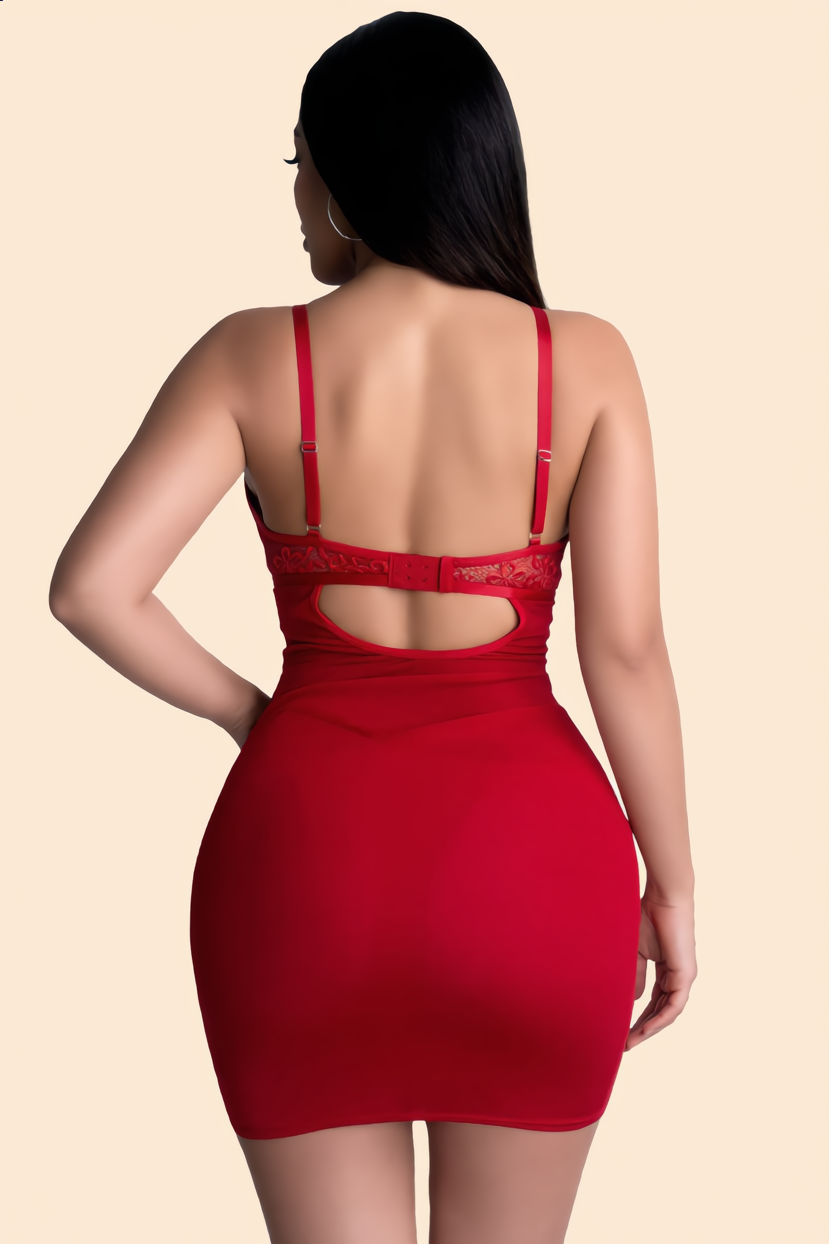 Babydoll Set Dames Kant – Rood Met Split En String – Luchtig Draagcomfort