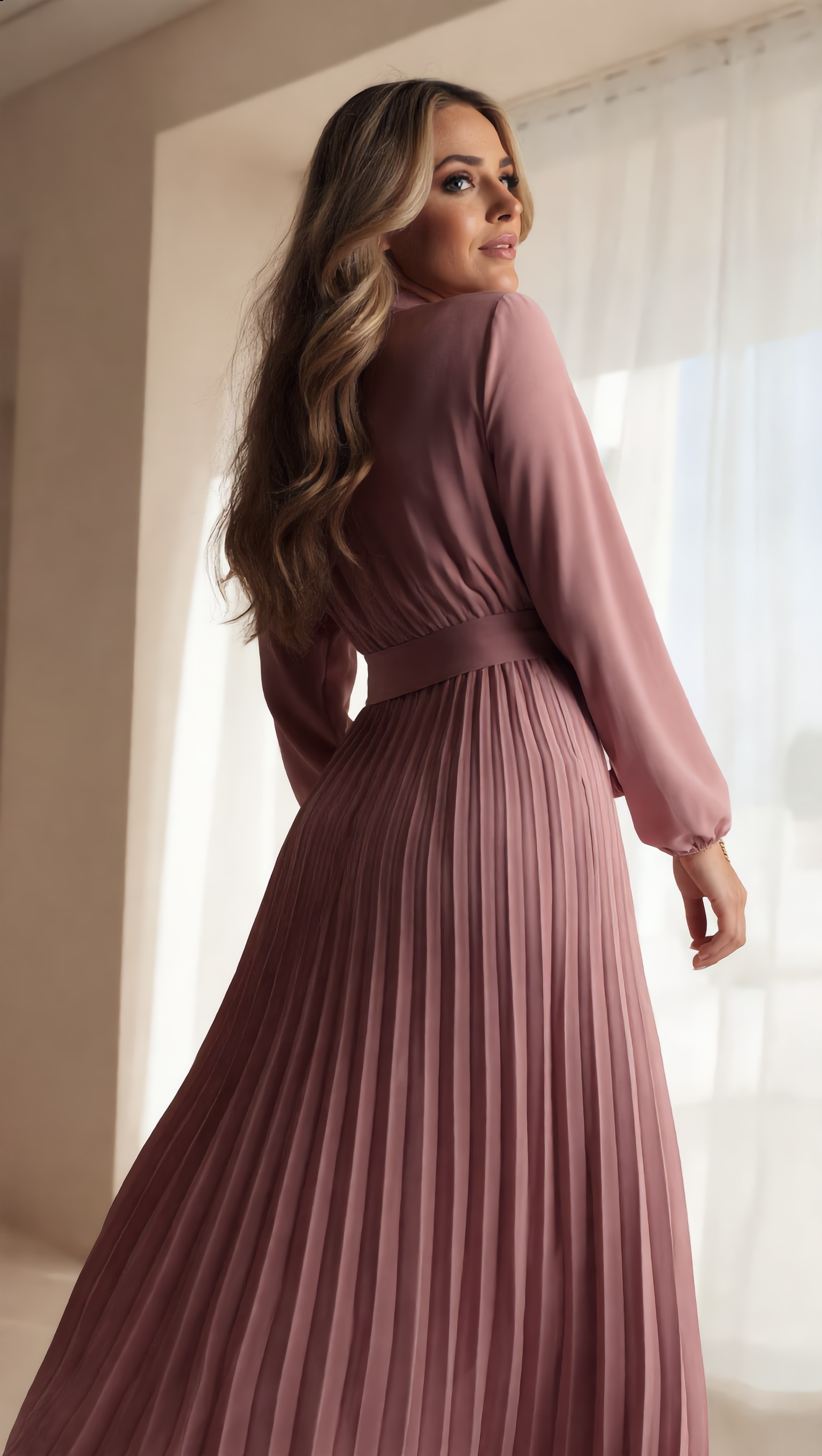 One Shoulder Midi Avondjurk met Hoge Split