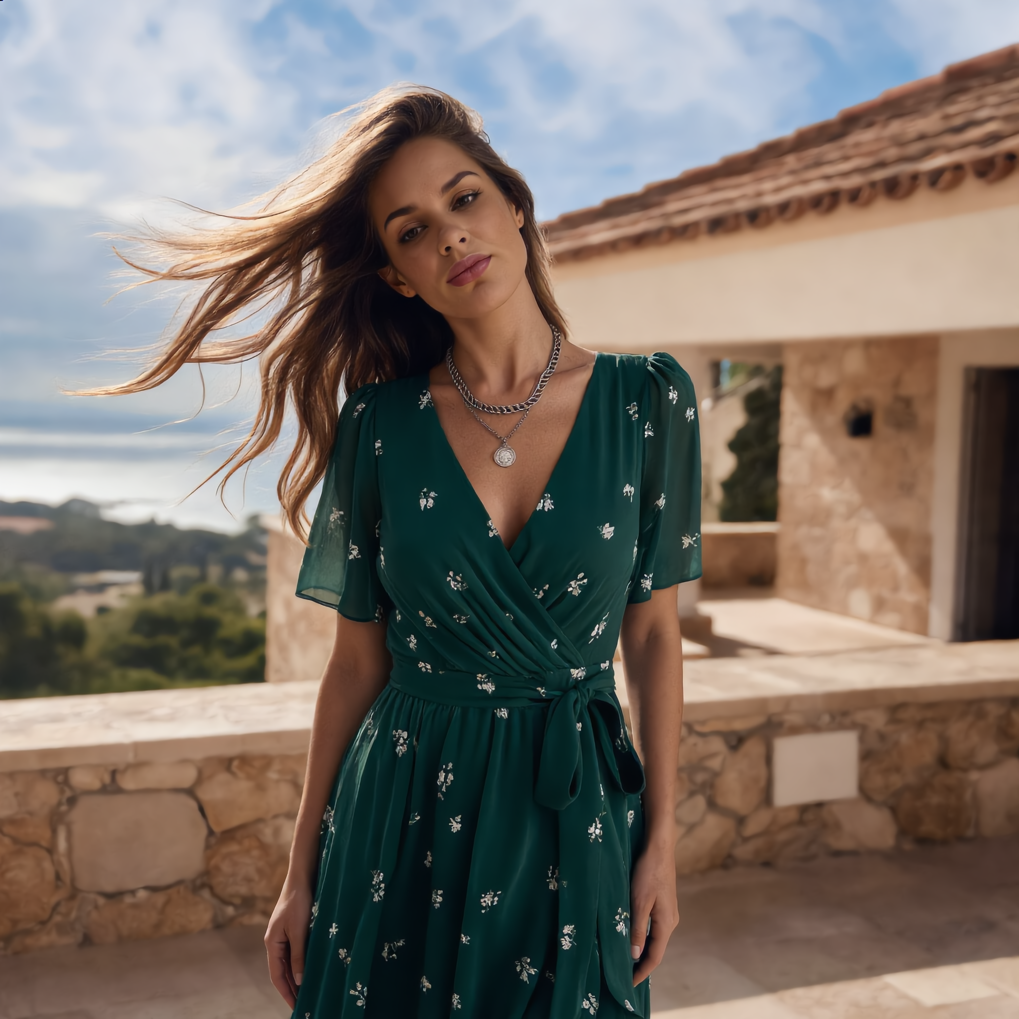 Off Shoulder Maxi Jurk met Kant Mouwen