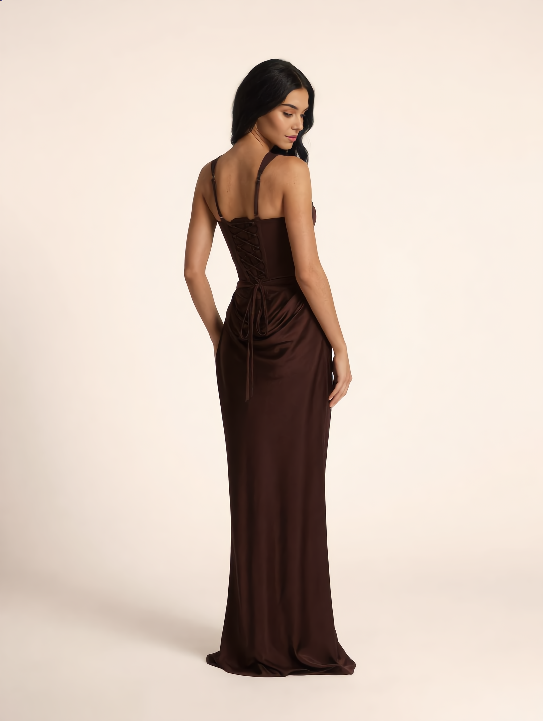 Maxi Jurk Corset Look met Vierkante Halslijn