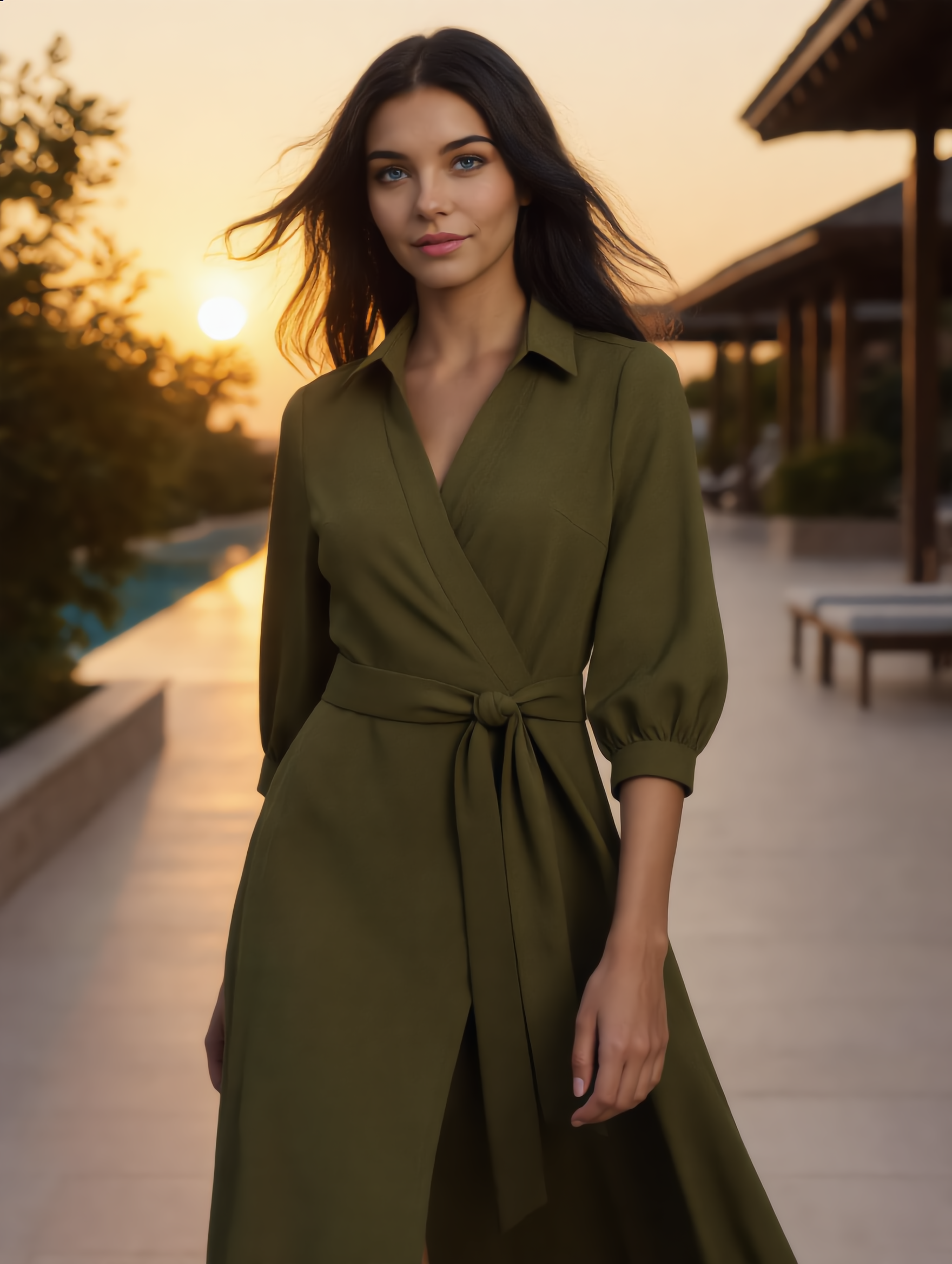 Wikkel Jurk Midi – Zomerjurk met Tailleband
