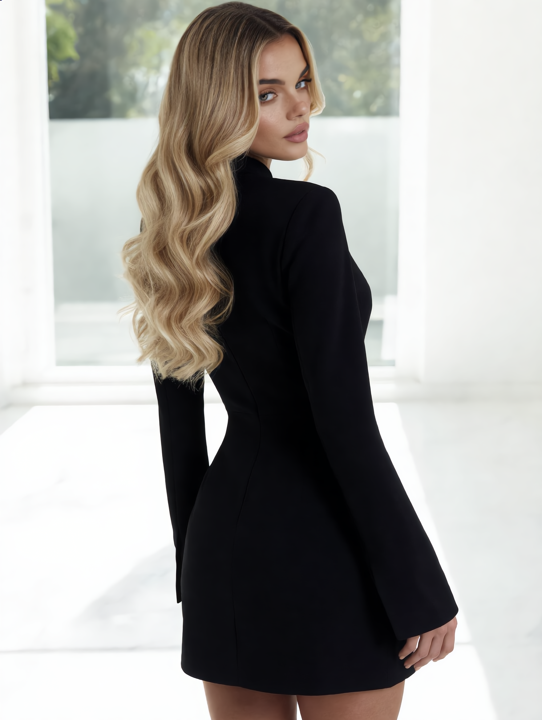 Mini Jurk High Neck met Lange Mouwen