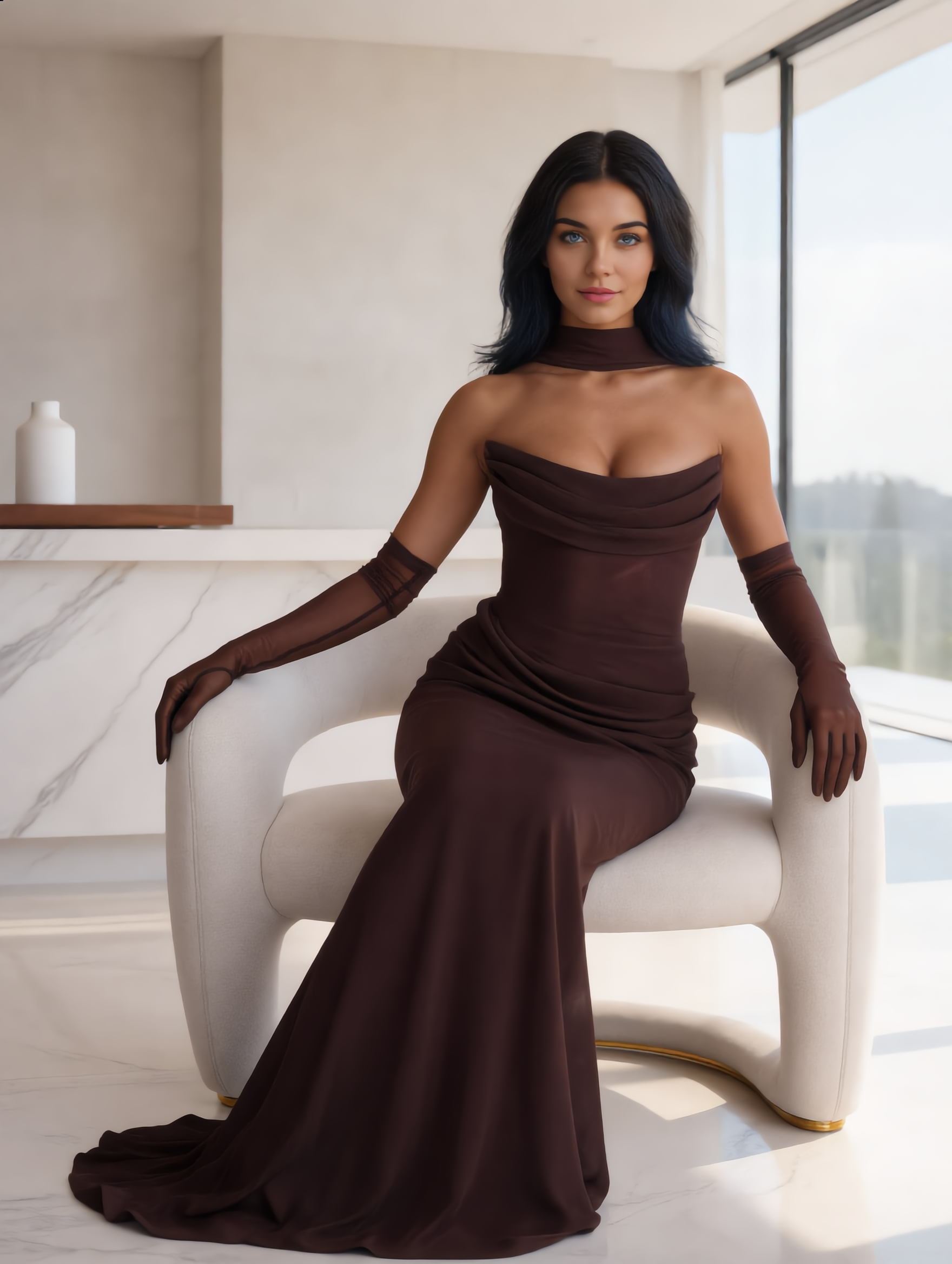 Strapless Maxi Jurk met Choker Hals