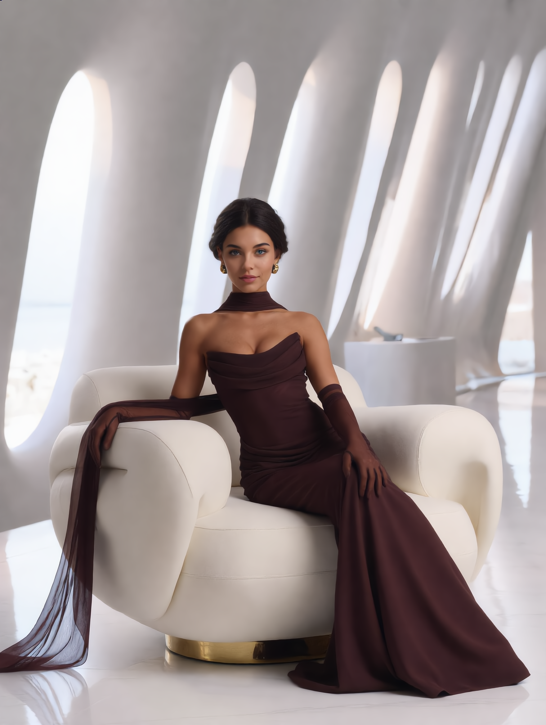 Strapless Maxi Jurk met Choker Hals