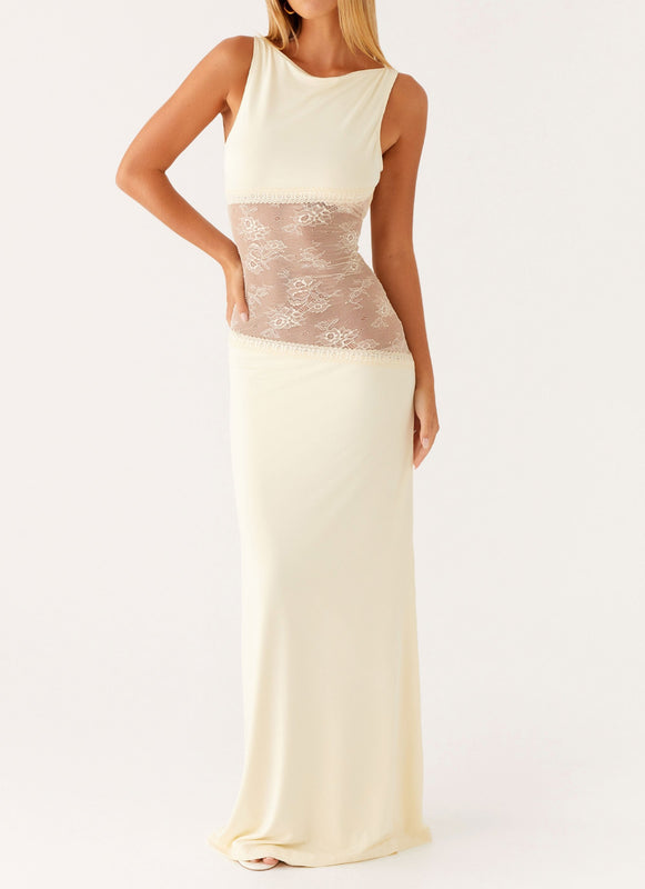 Maxi Jurk Dames – Open Rug Kant Zomerjurk Elegant