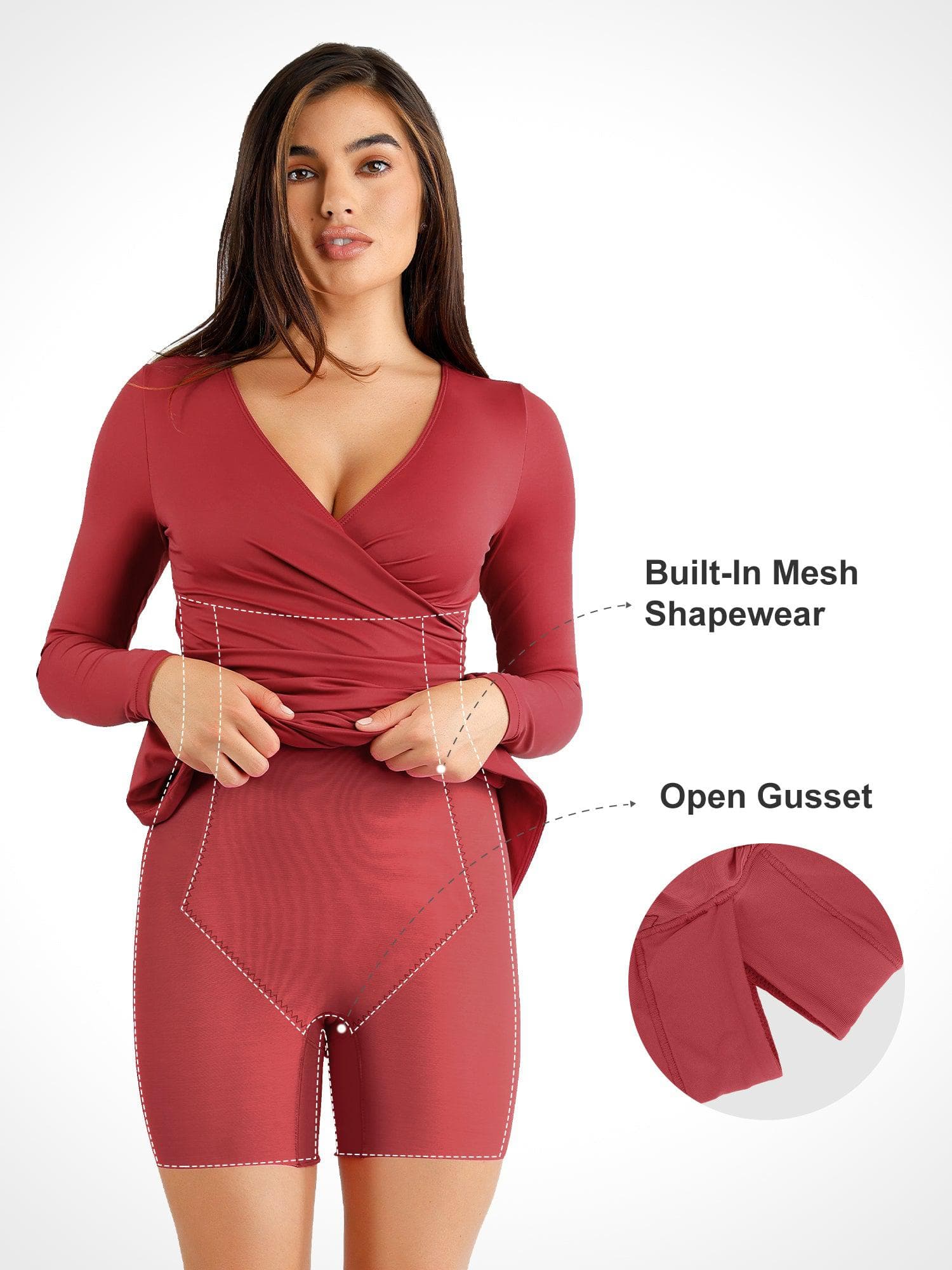 AURENE – Shaping Ruched Midi Dress - LivingCurves Formal Bodycon Party Winter Dress Rood / S