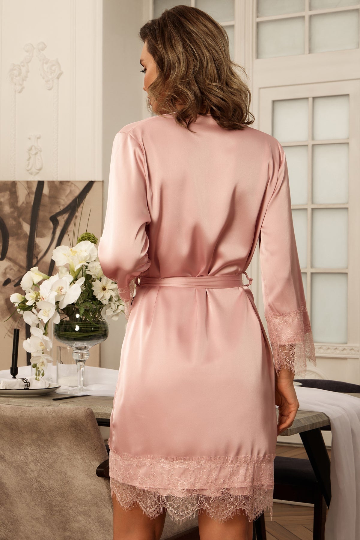 Satijnen Kimono Ochtendjas Dames
