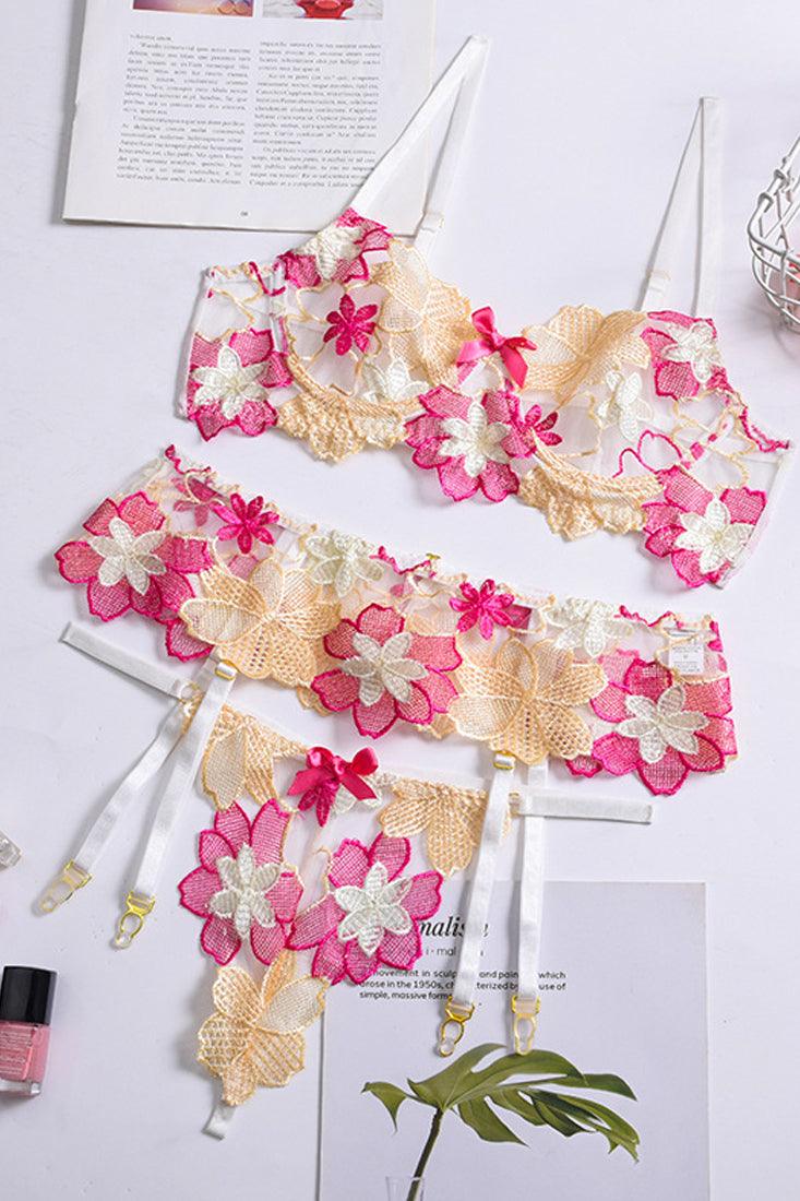 Lingerieset Dames Kant – Wit 3-Delig Met Jarretels Bruids – Luxe Set met Comfort