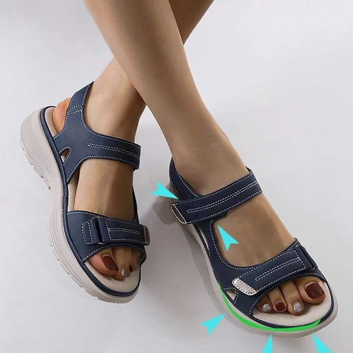 Aveline Dames Comfort Sandalen | Dubbele Verstelbare Banden met Klittenbandsluiting