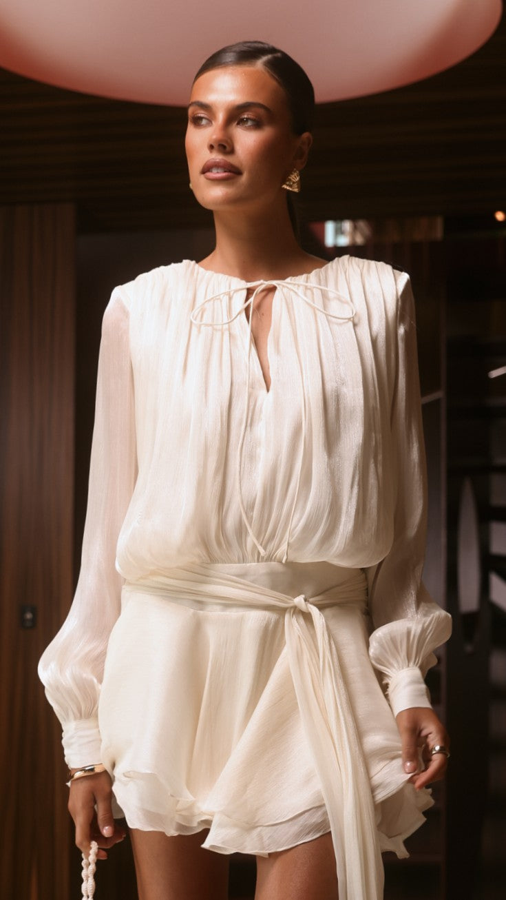 Stijlvolle Mini Jurk Cream