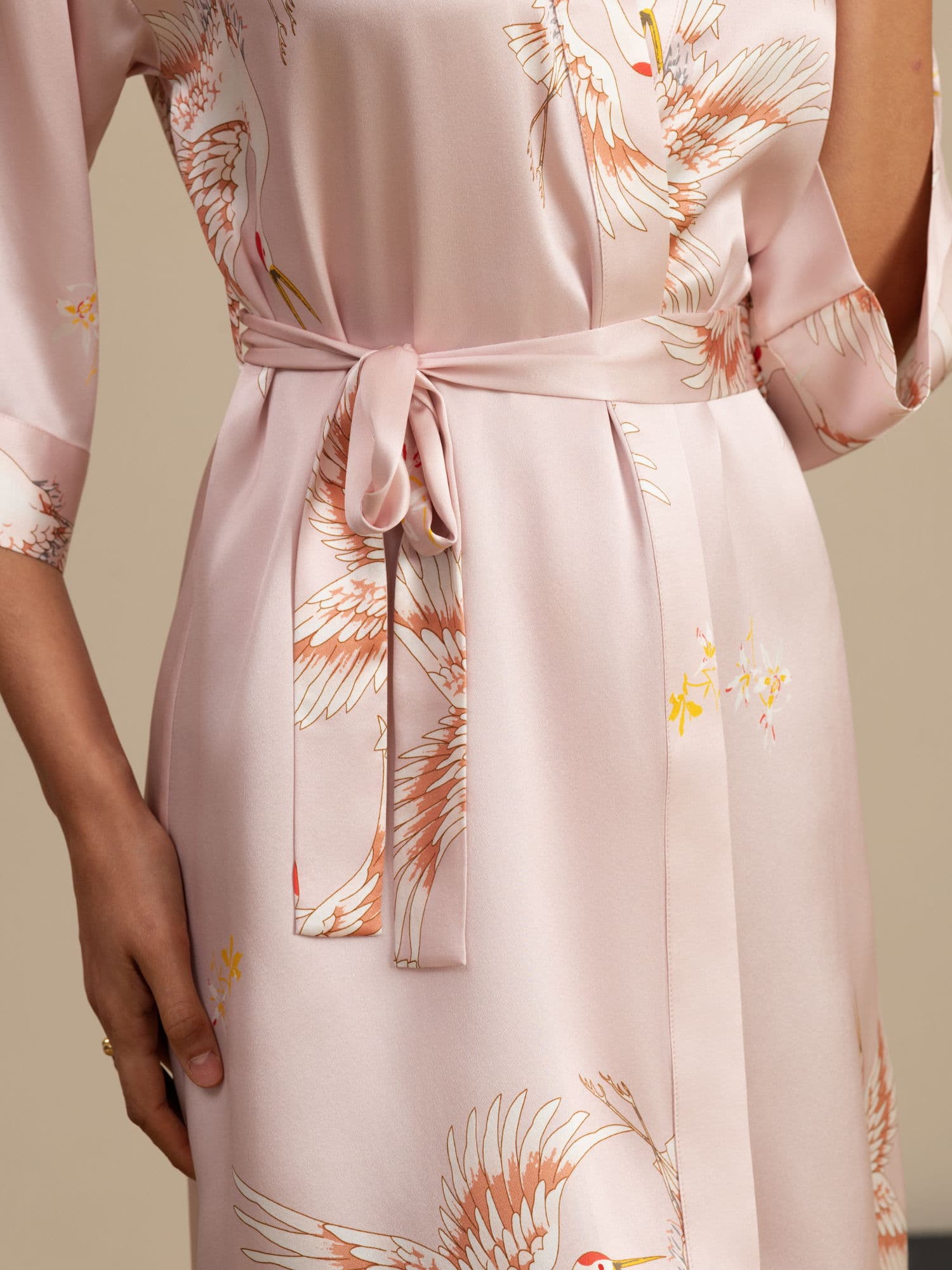 Satijnen Kimono Ochtendjas Wikkelmodel