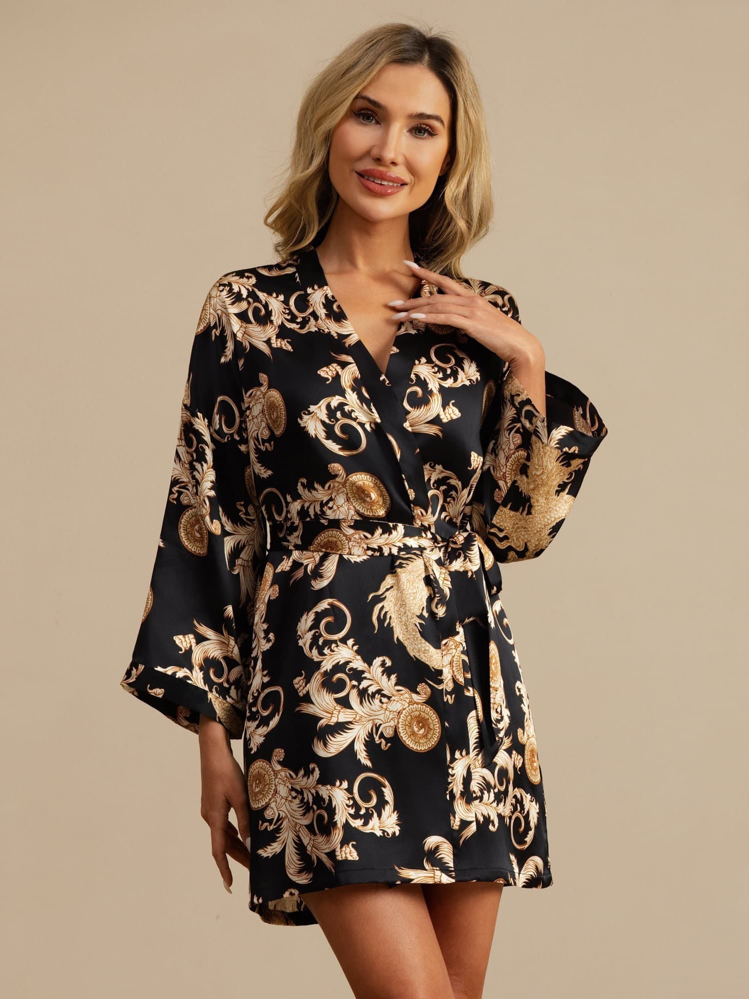 Satijnen Kimono Ochtendjas Riem