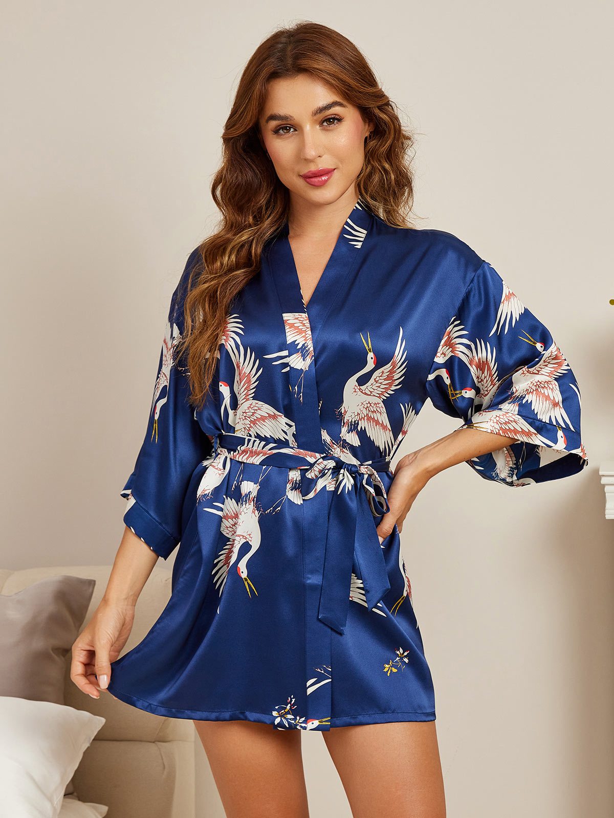 Satijnen Kimono Ochtendjas Dames