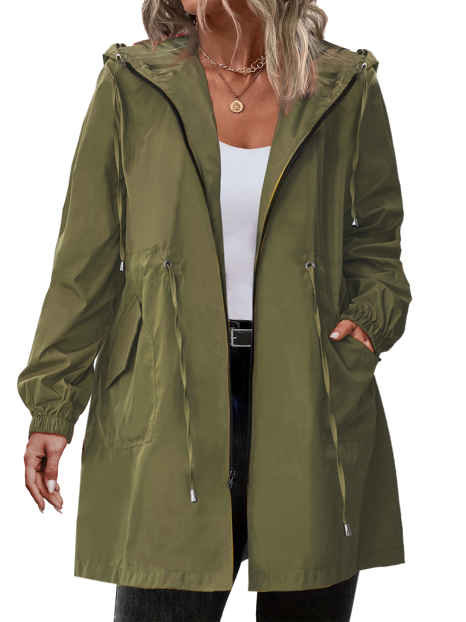 Plus Size Dames Regenjas met Capuchon en Ritssluiting
