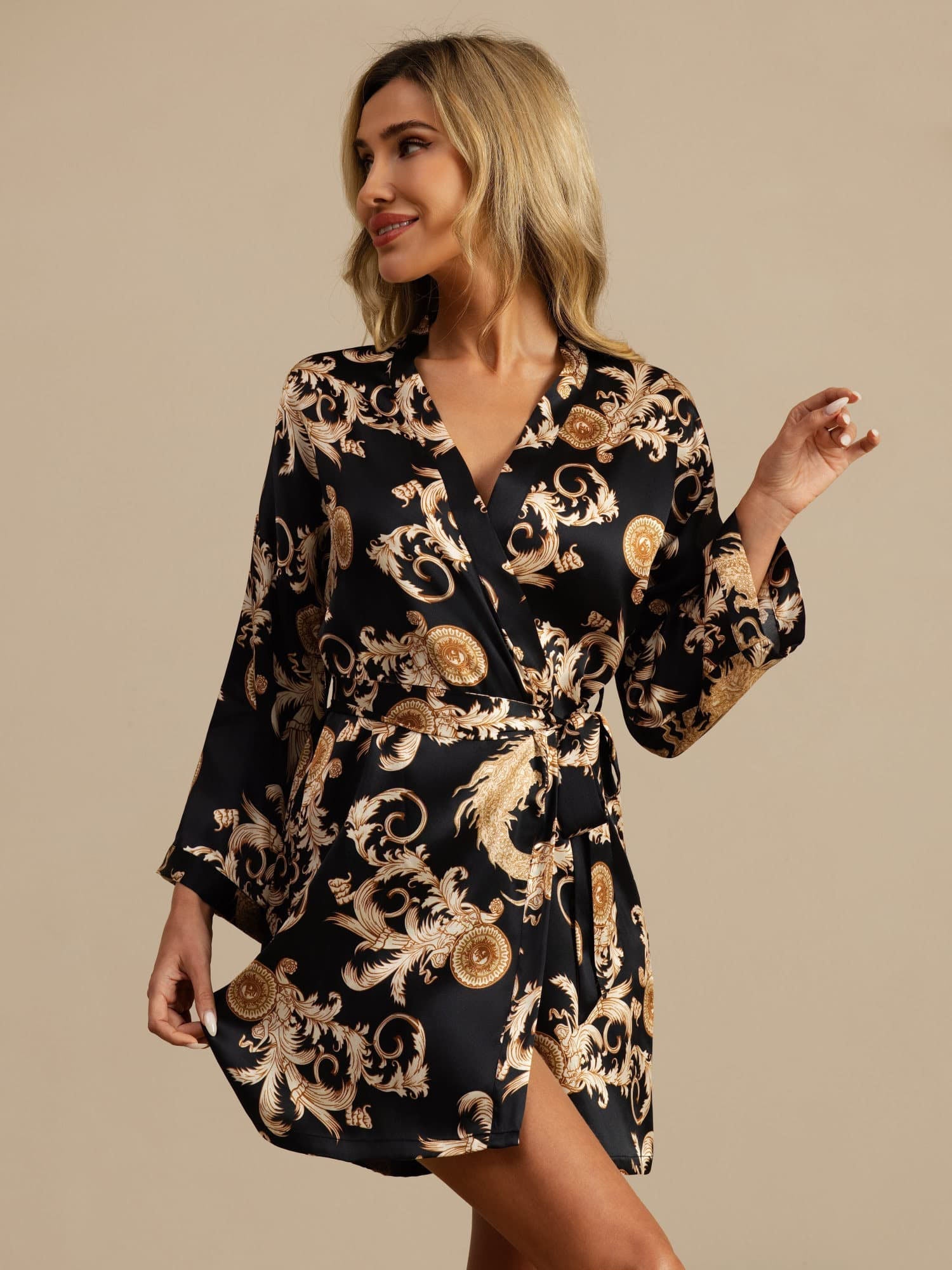 Satijnen Kimono Ochtendjas Riem