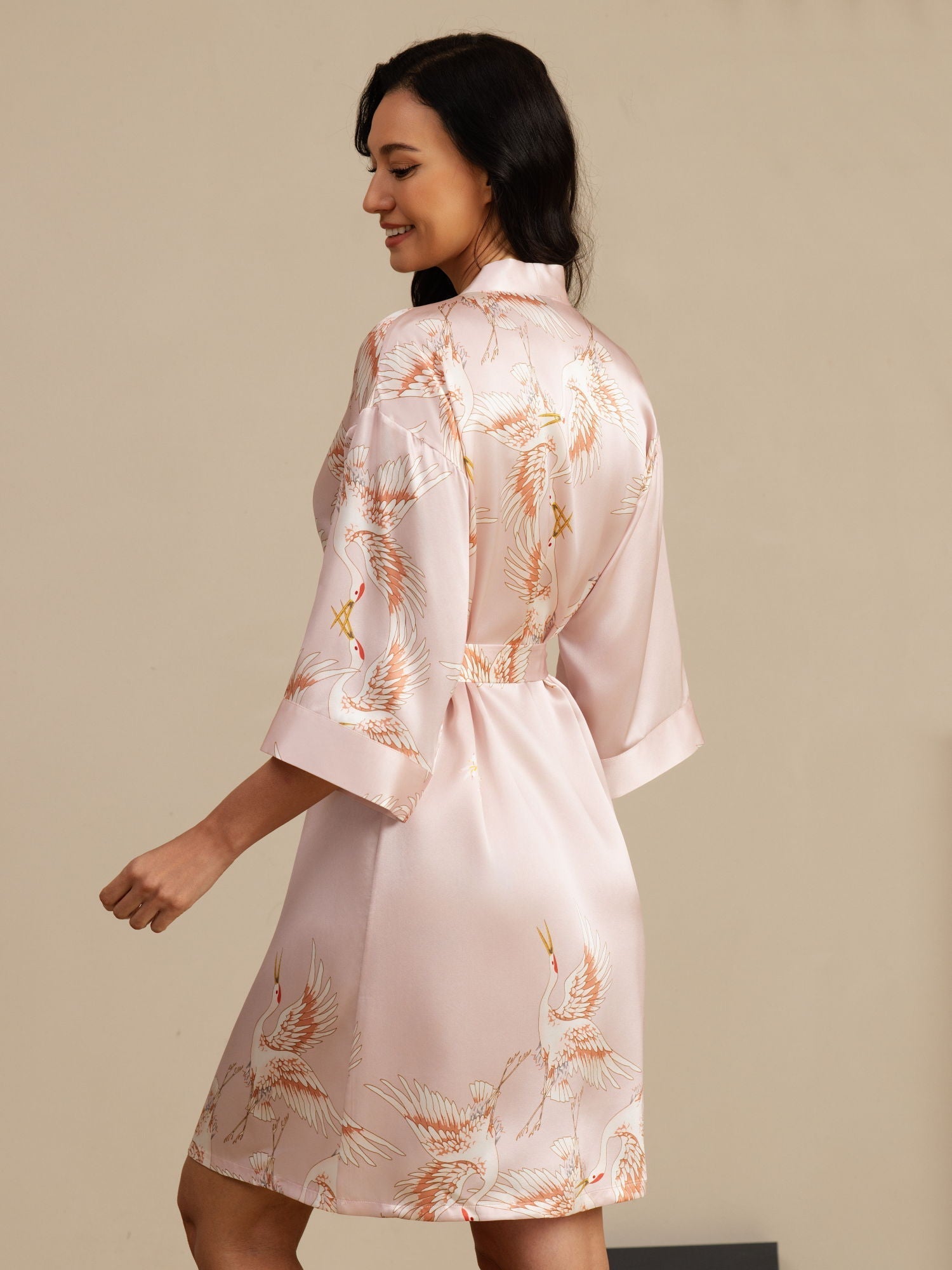 Satijnen Kimono Ochtendjas Wikkelmodel