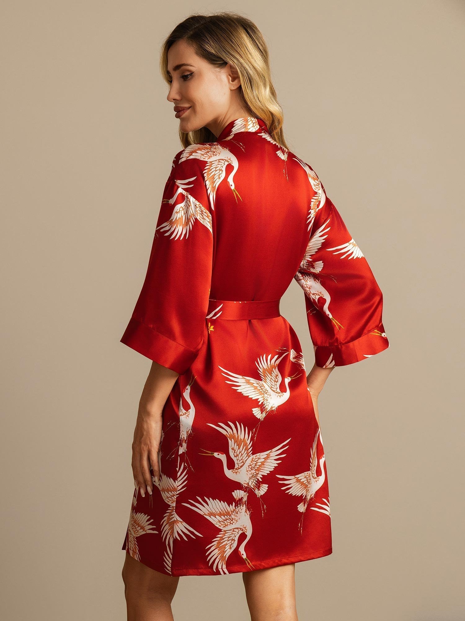 Satijnen Kimono Ochtendjas Wikkelmodel