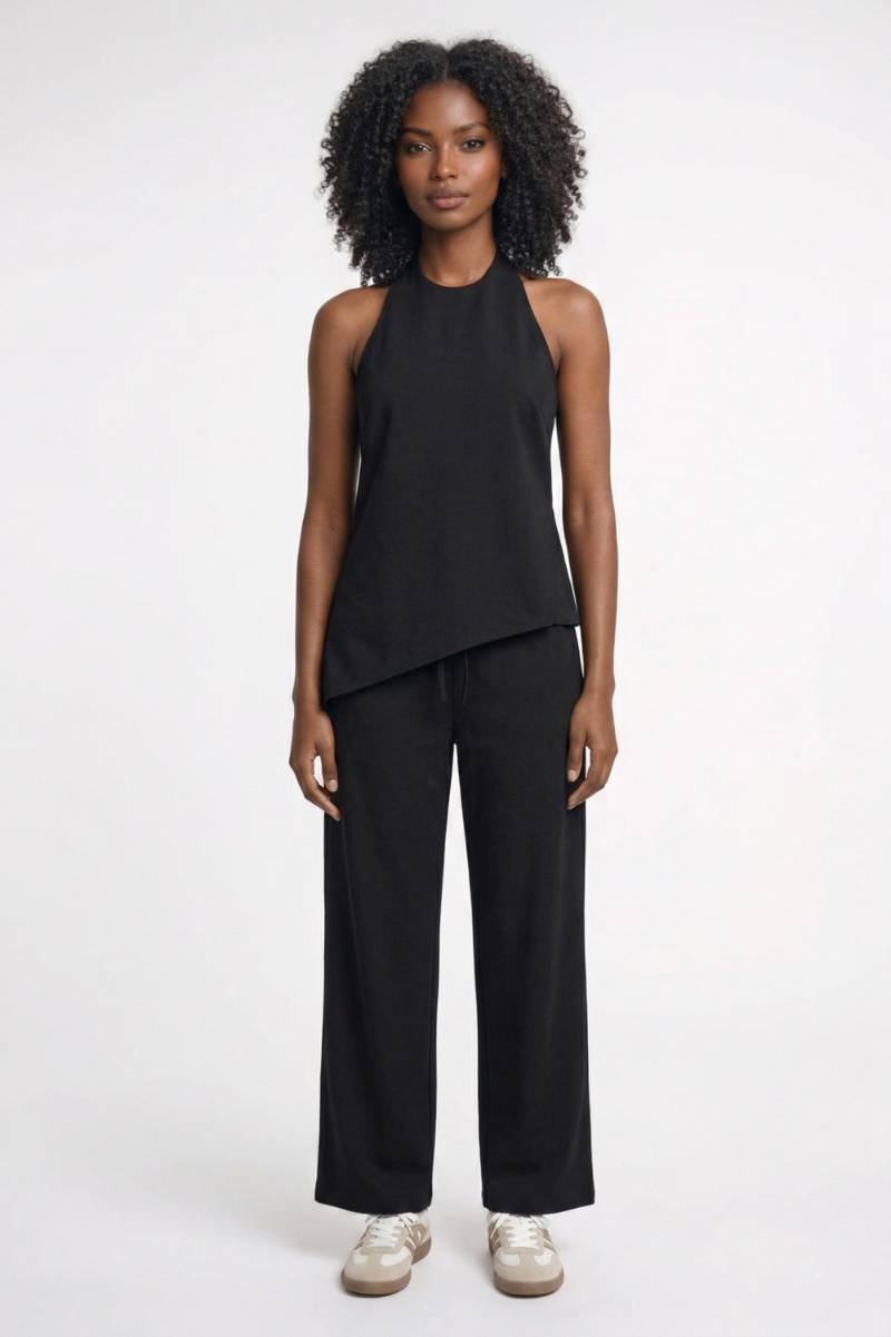 2-Delige Set Dames - Halter Top met Wijde Broek | Asymmetrisch