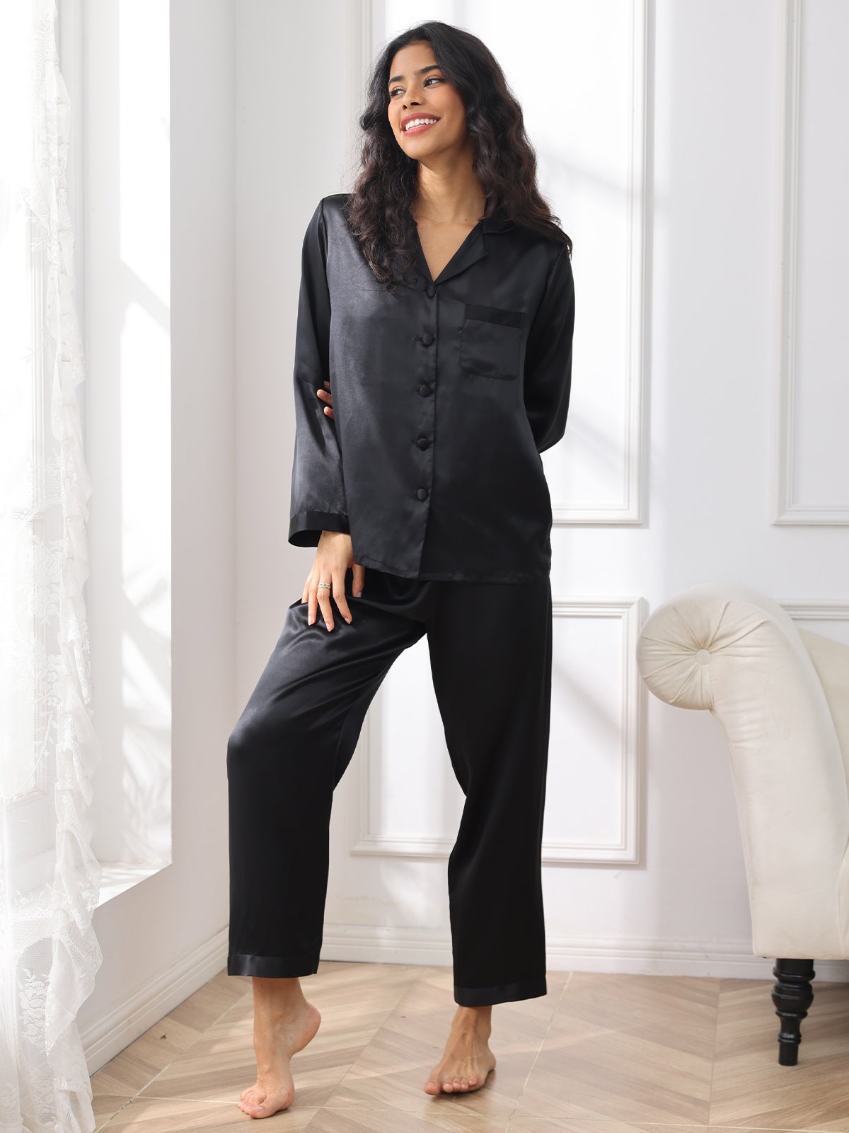 Luxe Satijnen Pyjamaset Moerbeizijde