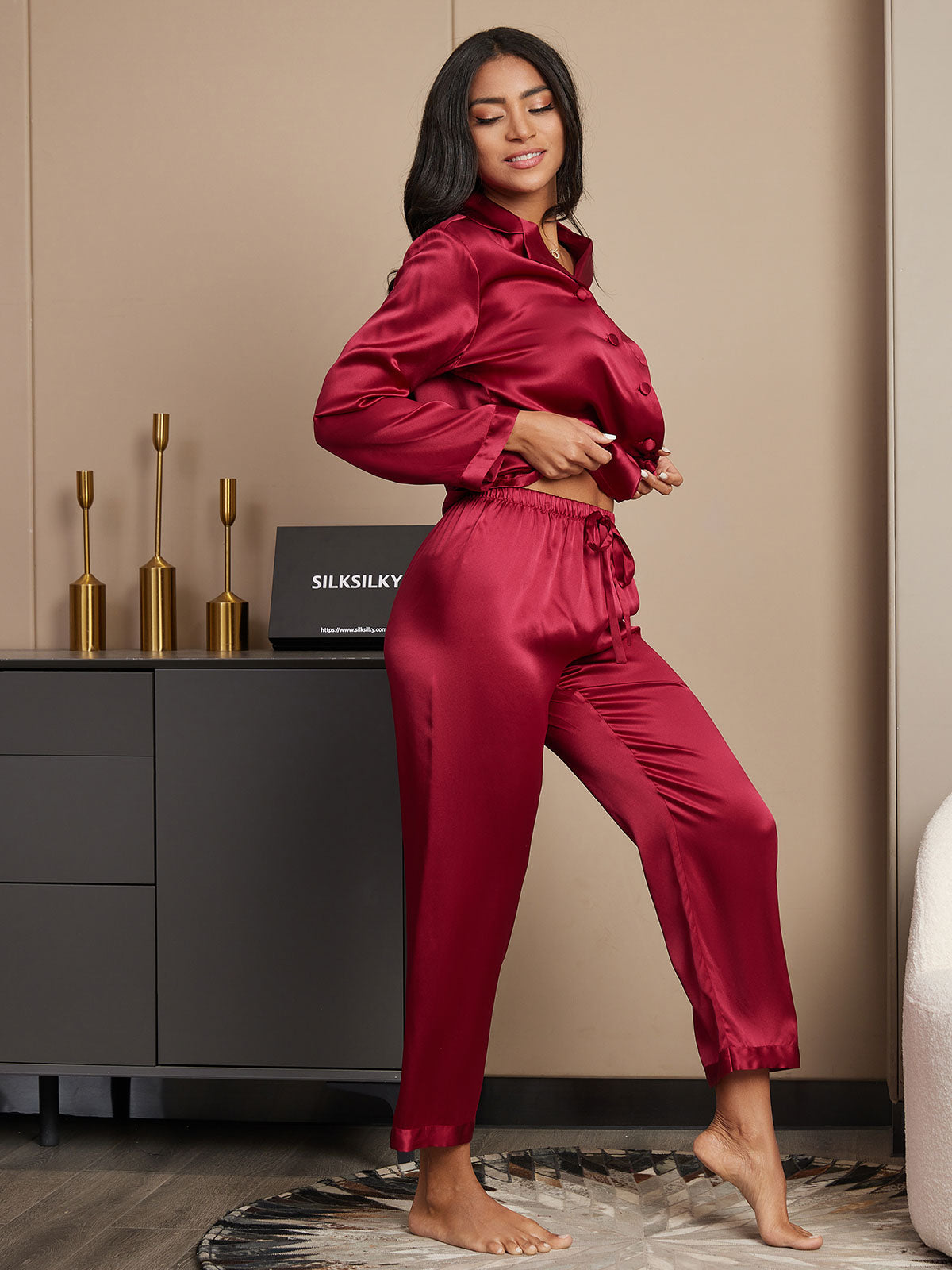 Luxe Satijnen Pyjamaset Moerbeizijde