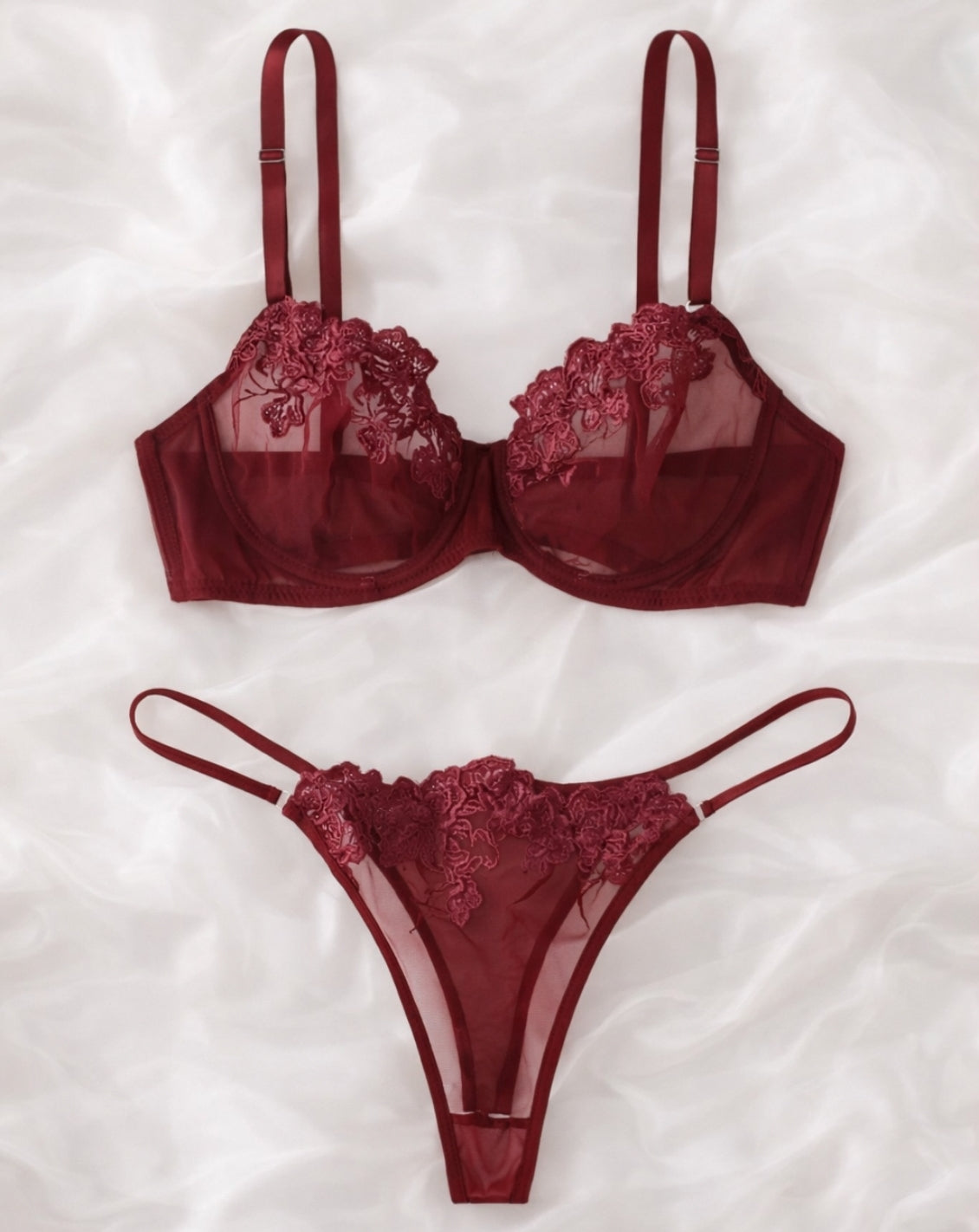 VELORA - Lingerieset Dames Kant – Bordeauxrood – Luxe Lingerie met Comfort
