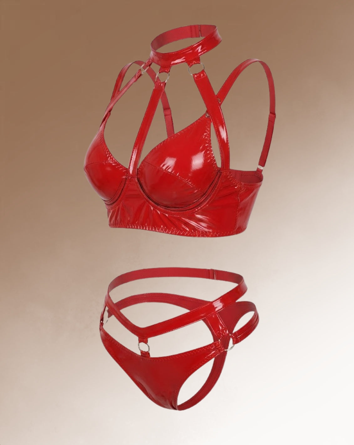 Lingerieset Dames Imitatieleer – Verfijnde Set & Vrouwelijke Pasvorm