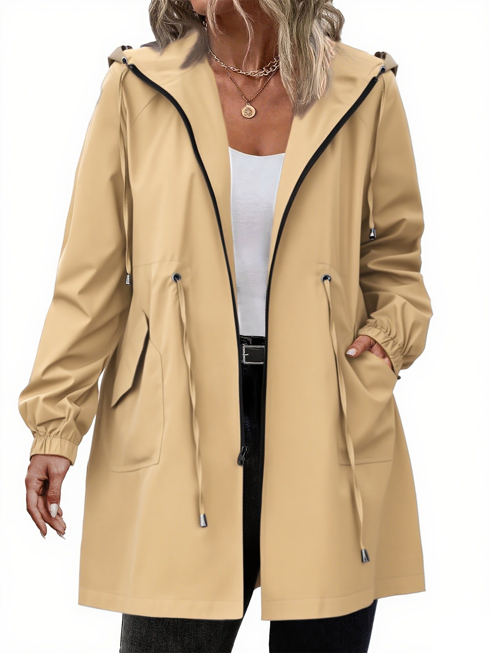 Plus Size Dames Regenjas met Capuchon en Ritssluiting