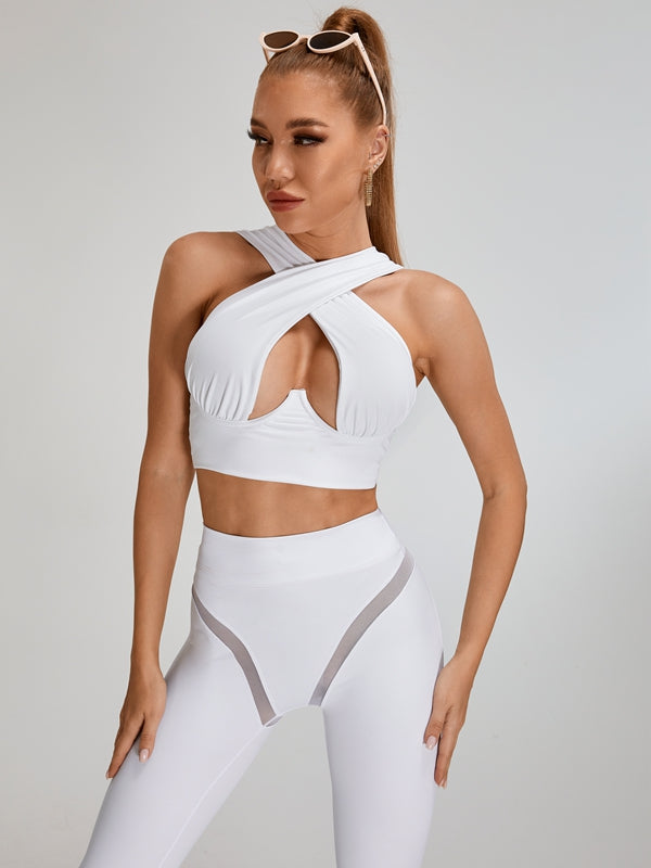 Sport BH Dames Cross Back Lift-Effect Wit Zwart