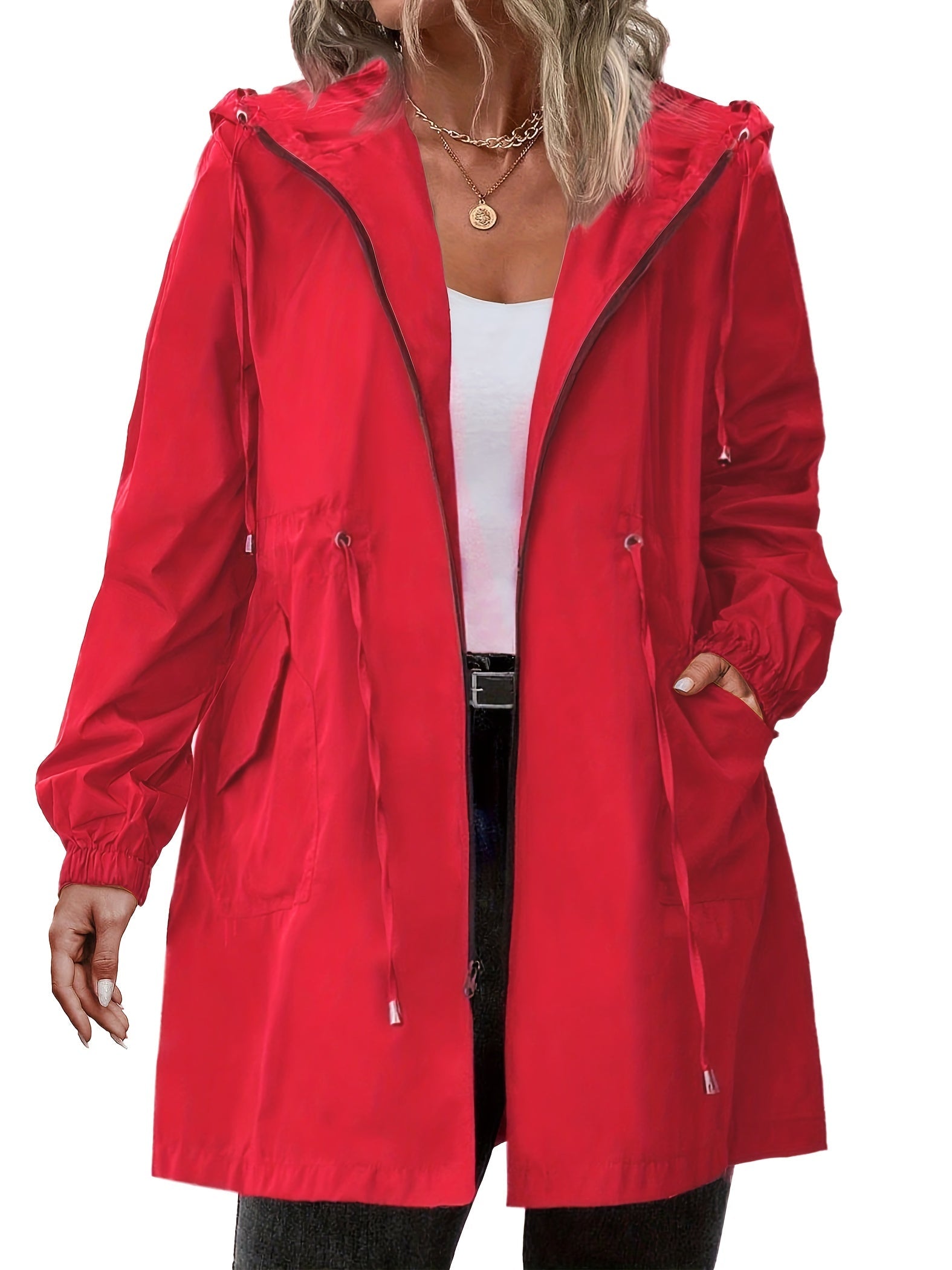 Plus Size Dames Regenjas met Capuchon en Ritssluiting