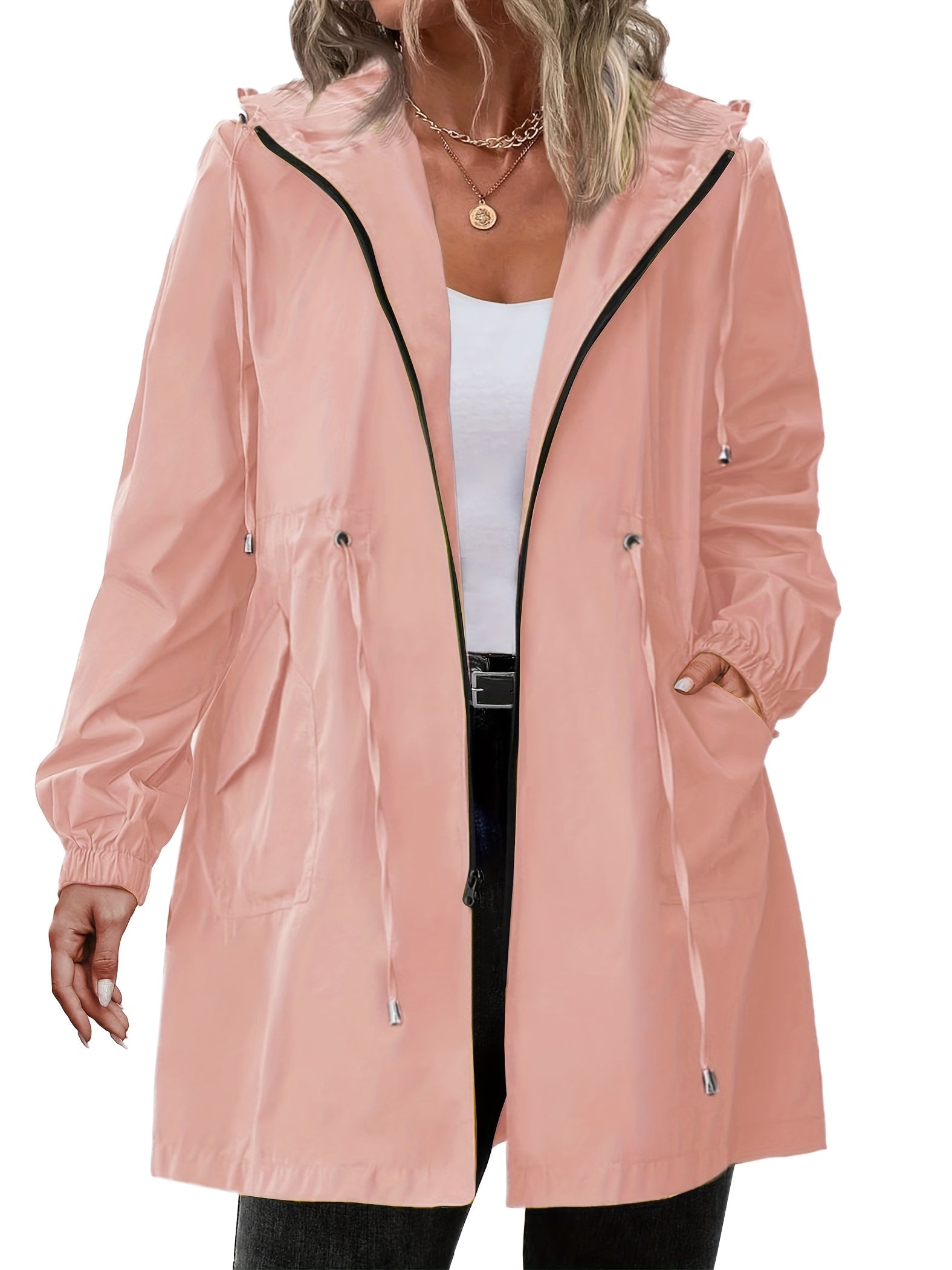 Plus Size Dames Regenjas met Capuchon en Ritssluiting
