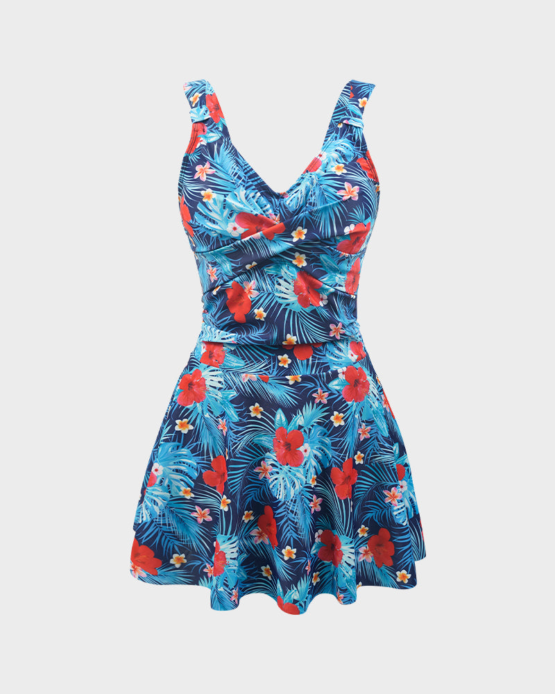 JINA Badpak Dames – Moderne Blauwe Print met Comfortabele Fit
