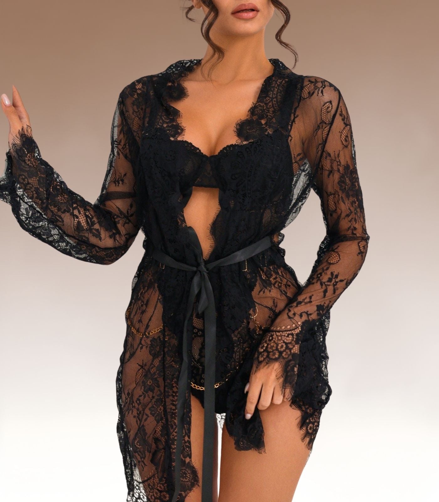 ISADORA 4 – Satijnen Kimono met kantdetail | Luxe Layering - LivingCurves After Dark premium sleepwear