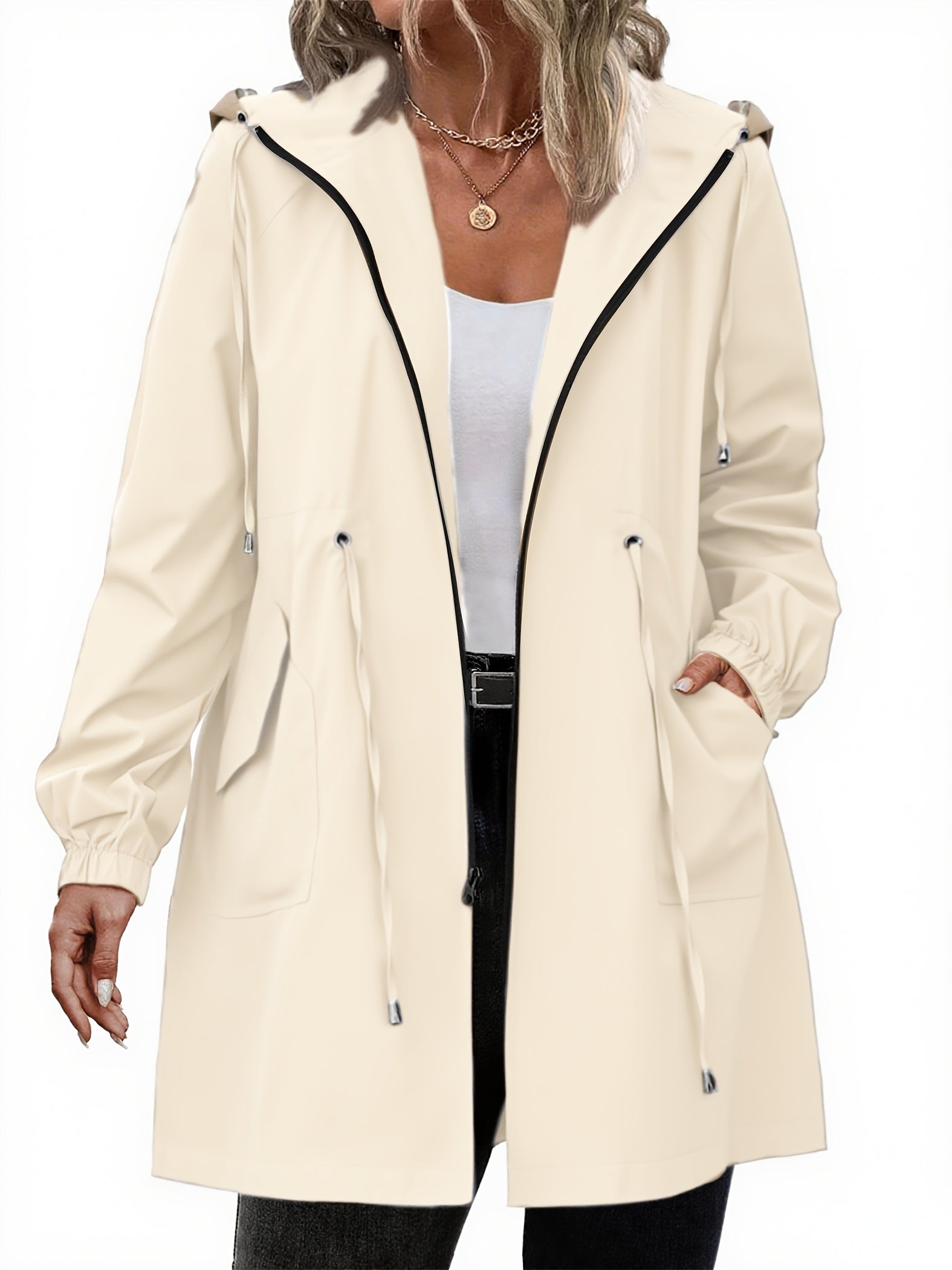Plus Size Dames Regenjas met Capuchon en Ritssluiting