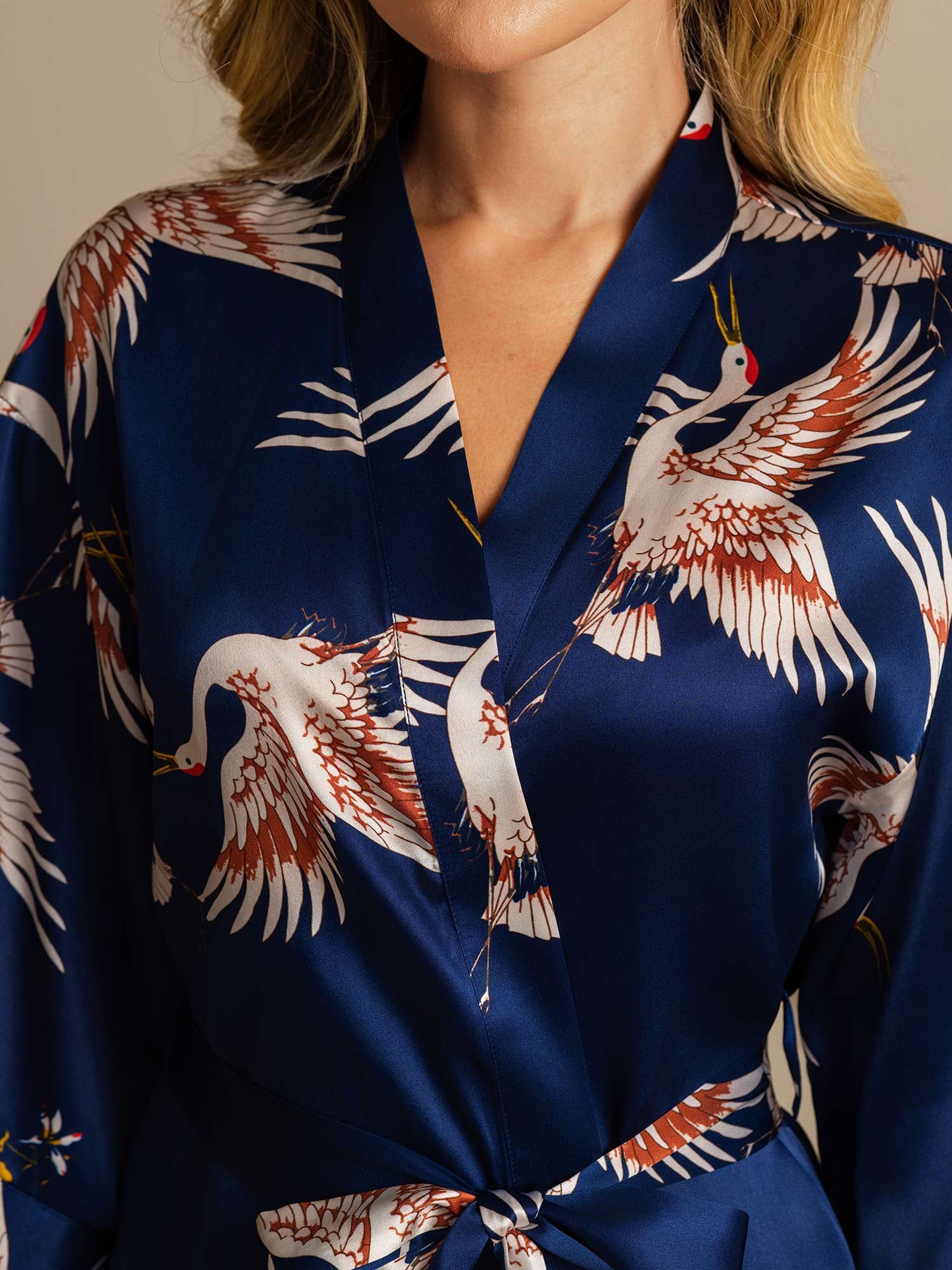 Satijnen Kimono Ochtendjas Wikkelmodel