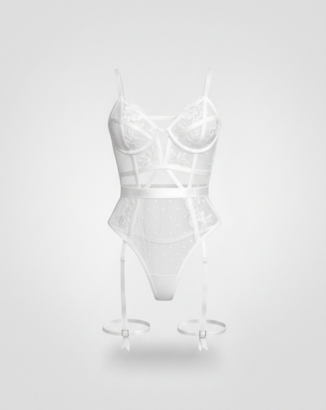 VELARIA NOIR - Kanten Body Dames – Ivoor Met Dijbandjes – Verleidelijke Shaping & Comfort