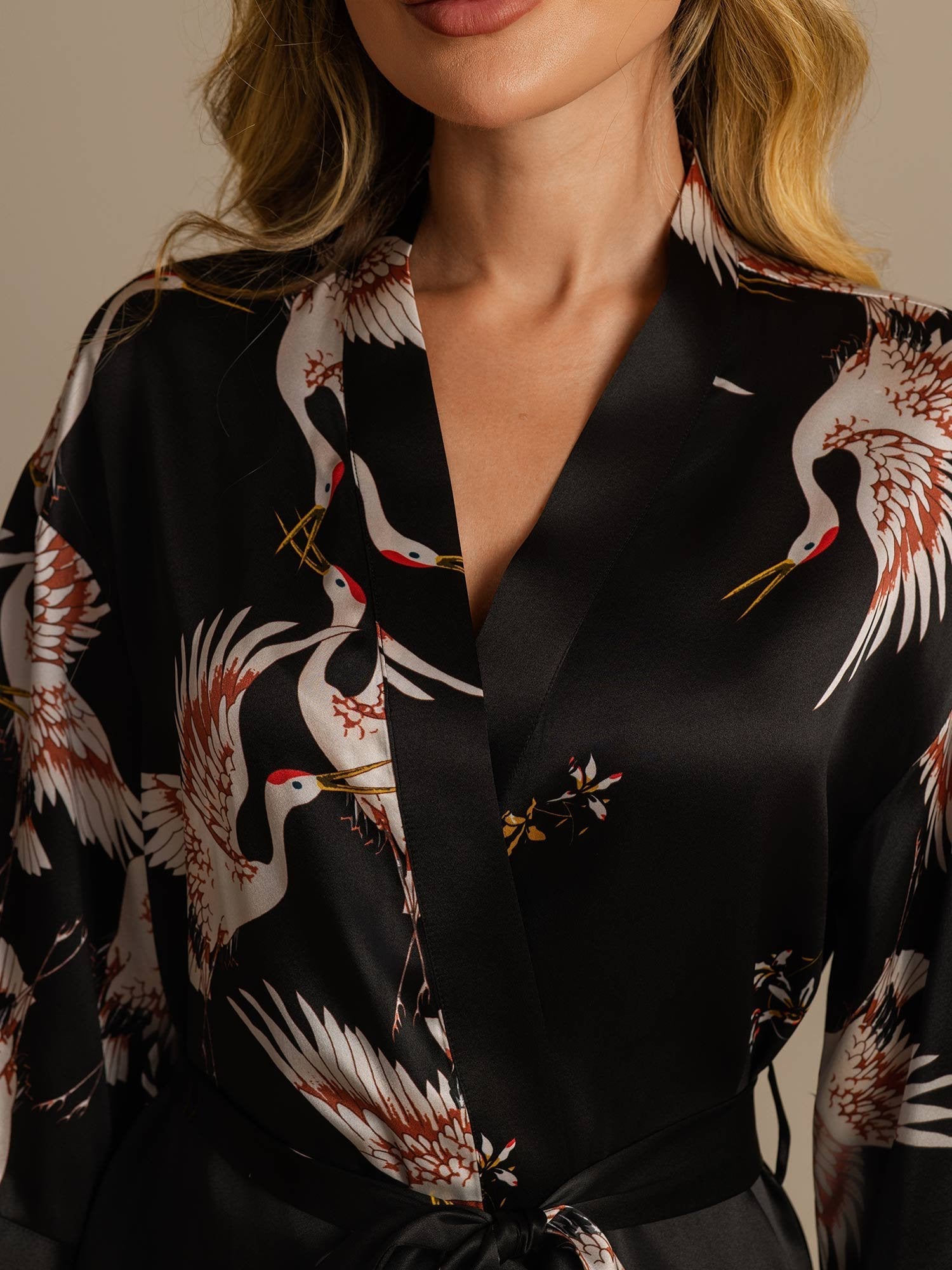 Satijnen Kimono Ochtendjas Wikkelmodel