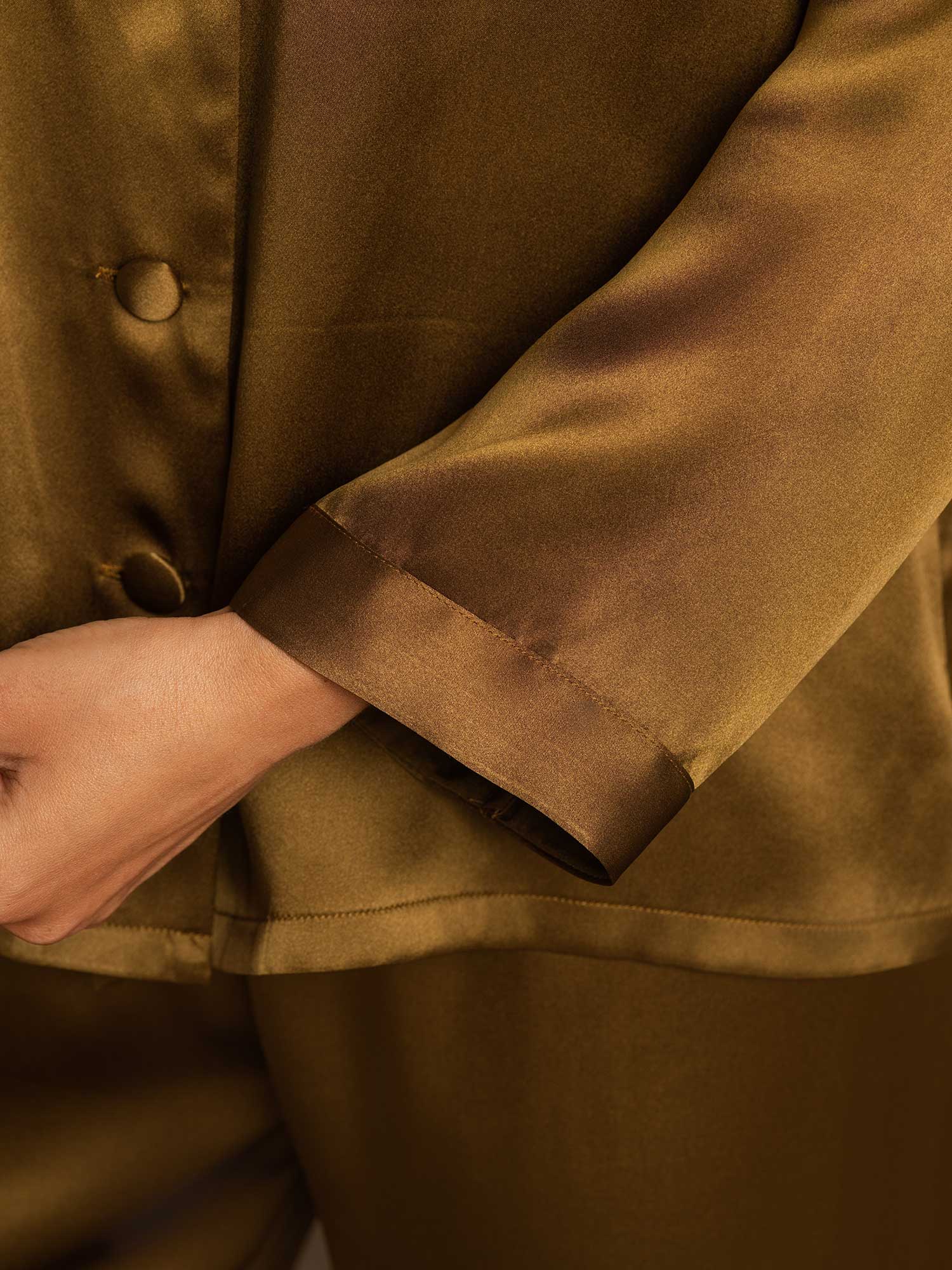 Luxe Satijnen Pyjamaset Knoopsluiting