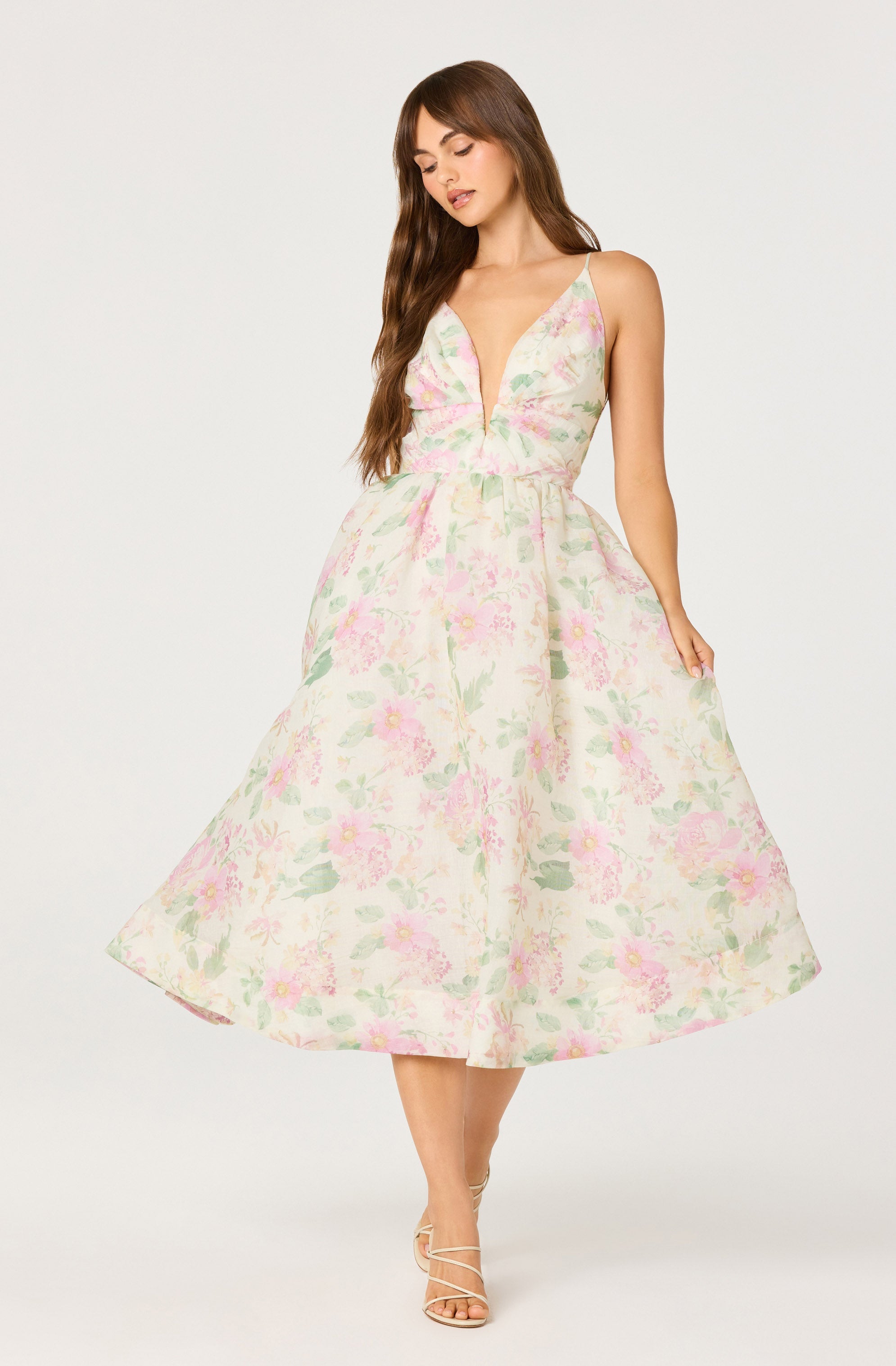 Midi Jurk Met Bloemenprint