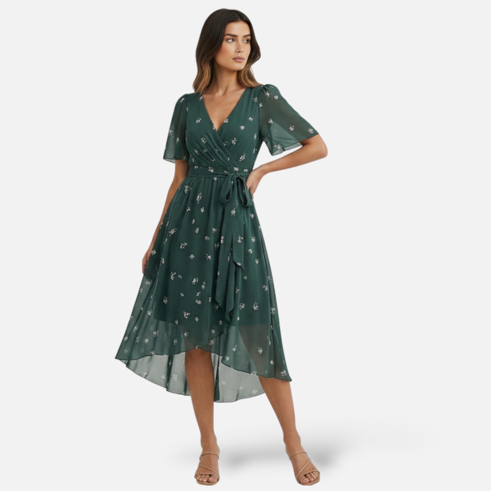 Off Shoulder Maxi Jurk met Kant Mouwen