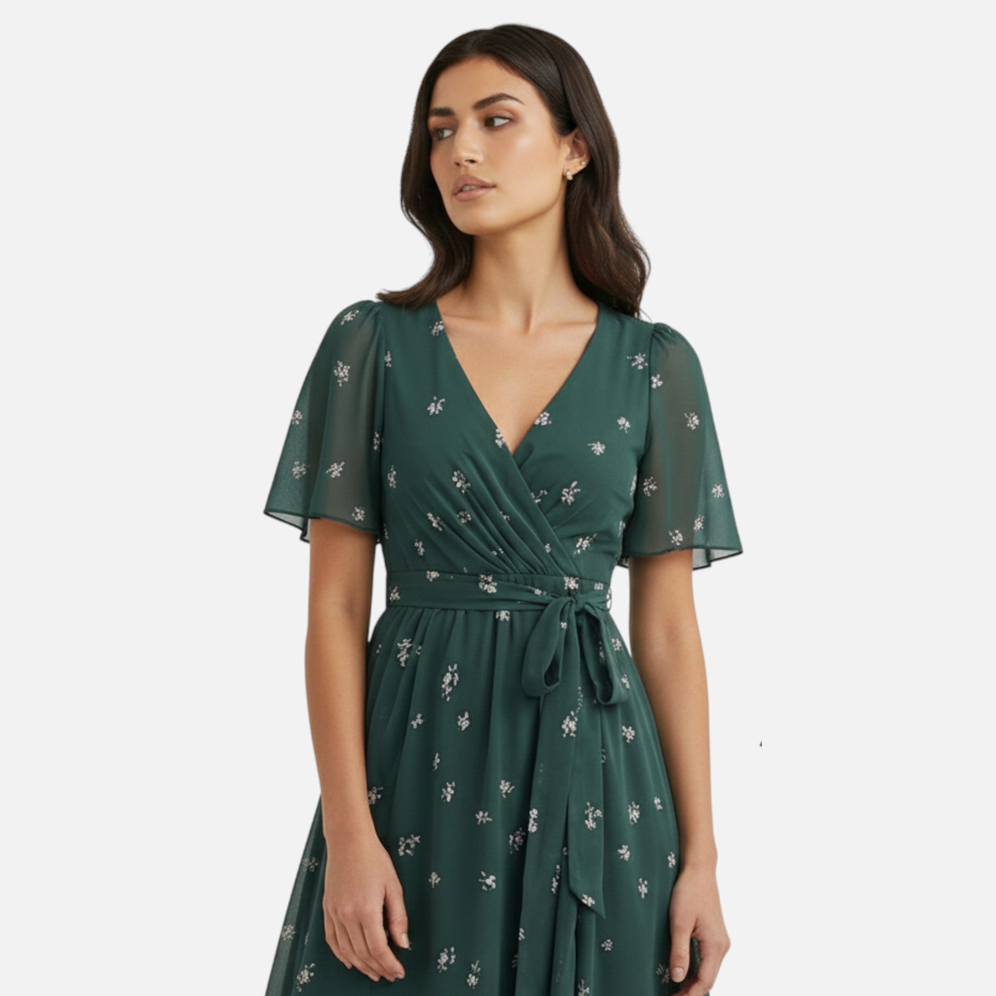 Off Shoulder Maxi Jurk met Kant Mouwen