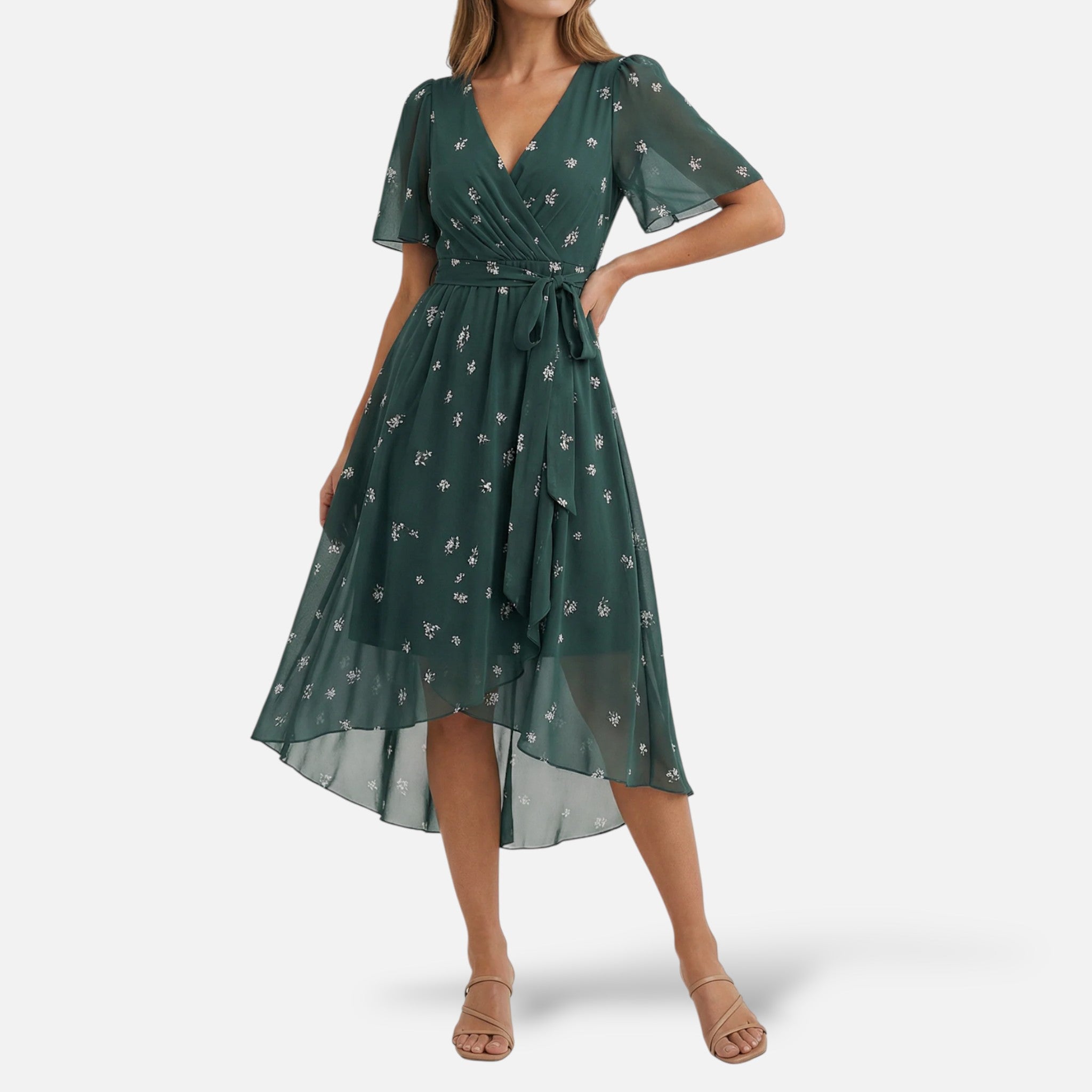 Off Shoulder Maxi Jurk met Kant Mouwen