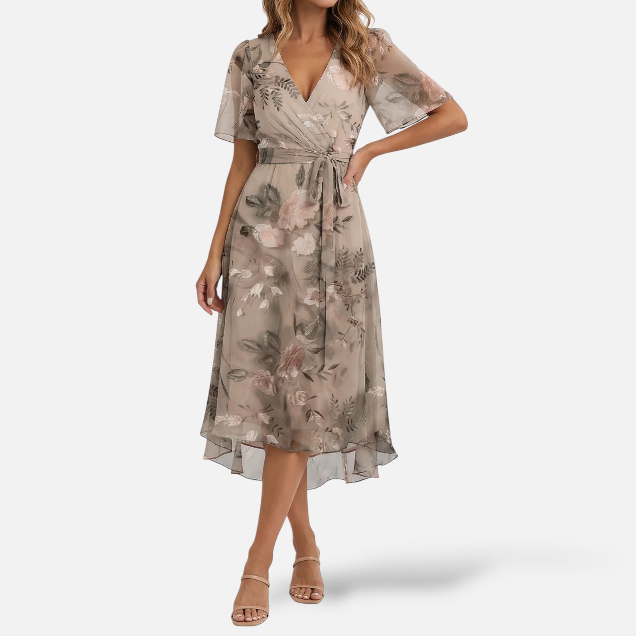 Off Shoulder Maxi Jurk met Kant Mouwen