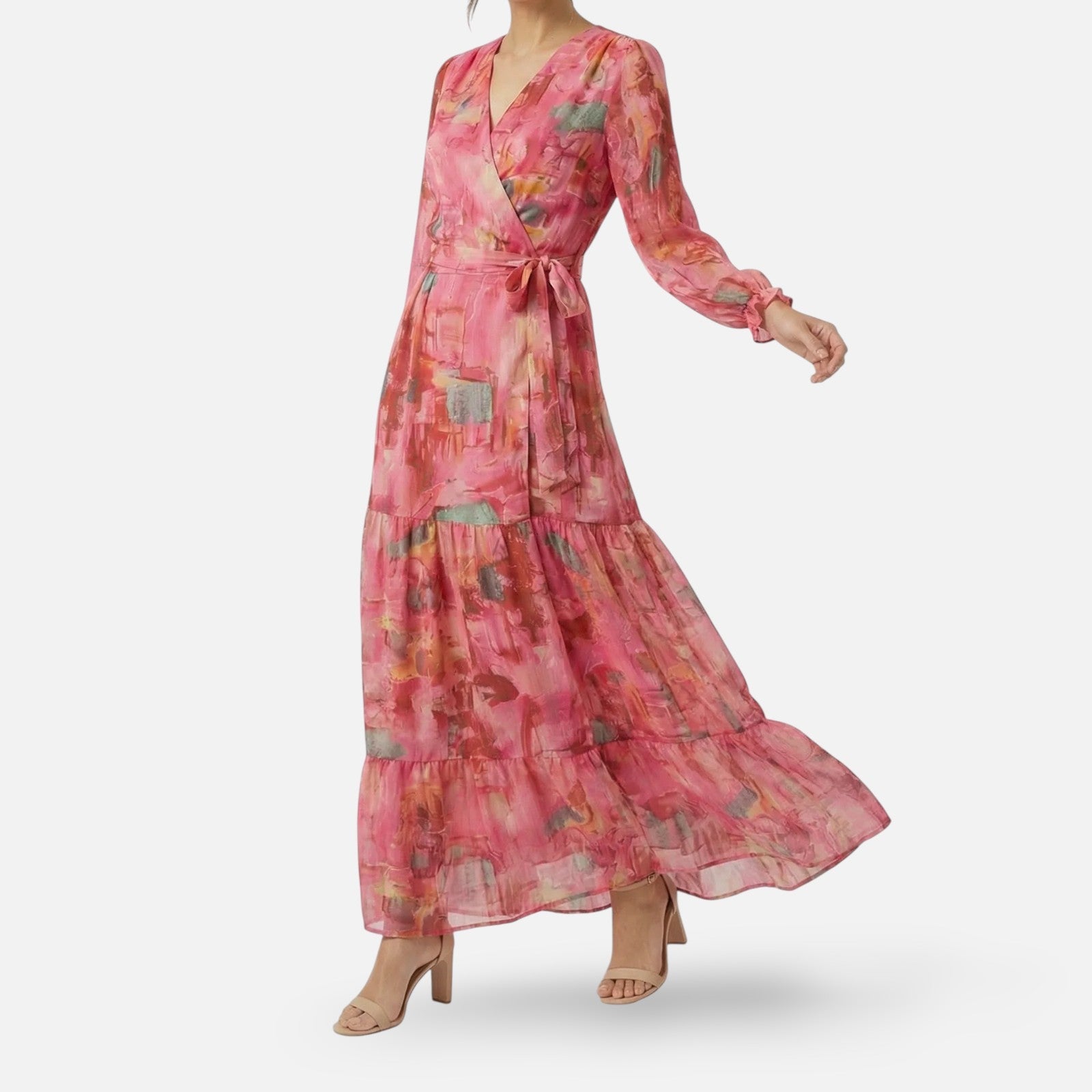 Wikkeljurk Maxi met V-Hals en Lange Mouwen