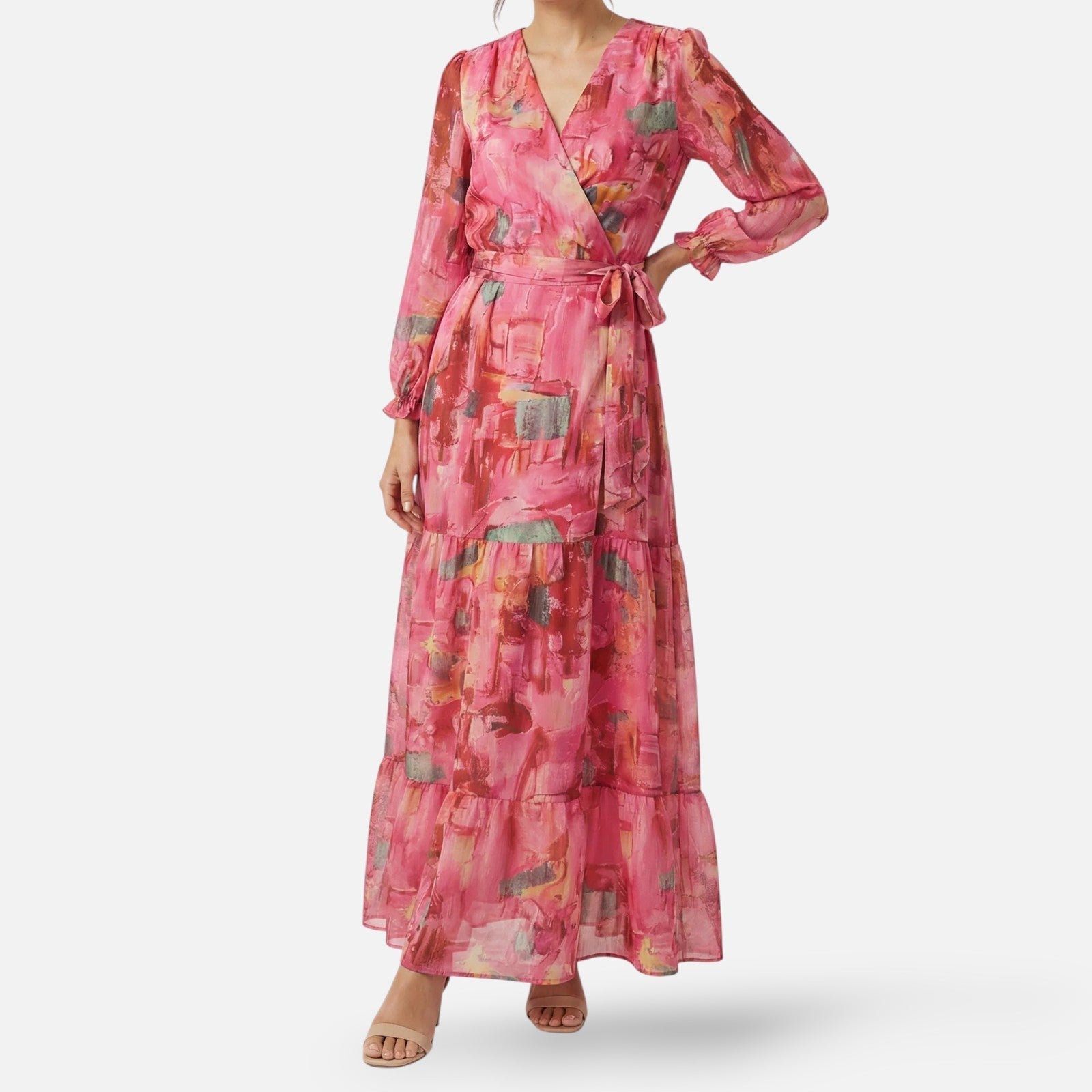 Wikkeljurk Maxi met V-Hals en Lange Mouwen