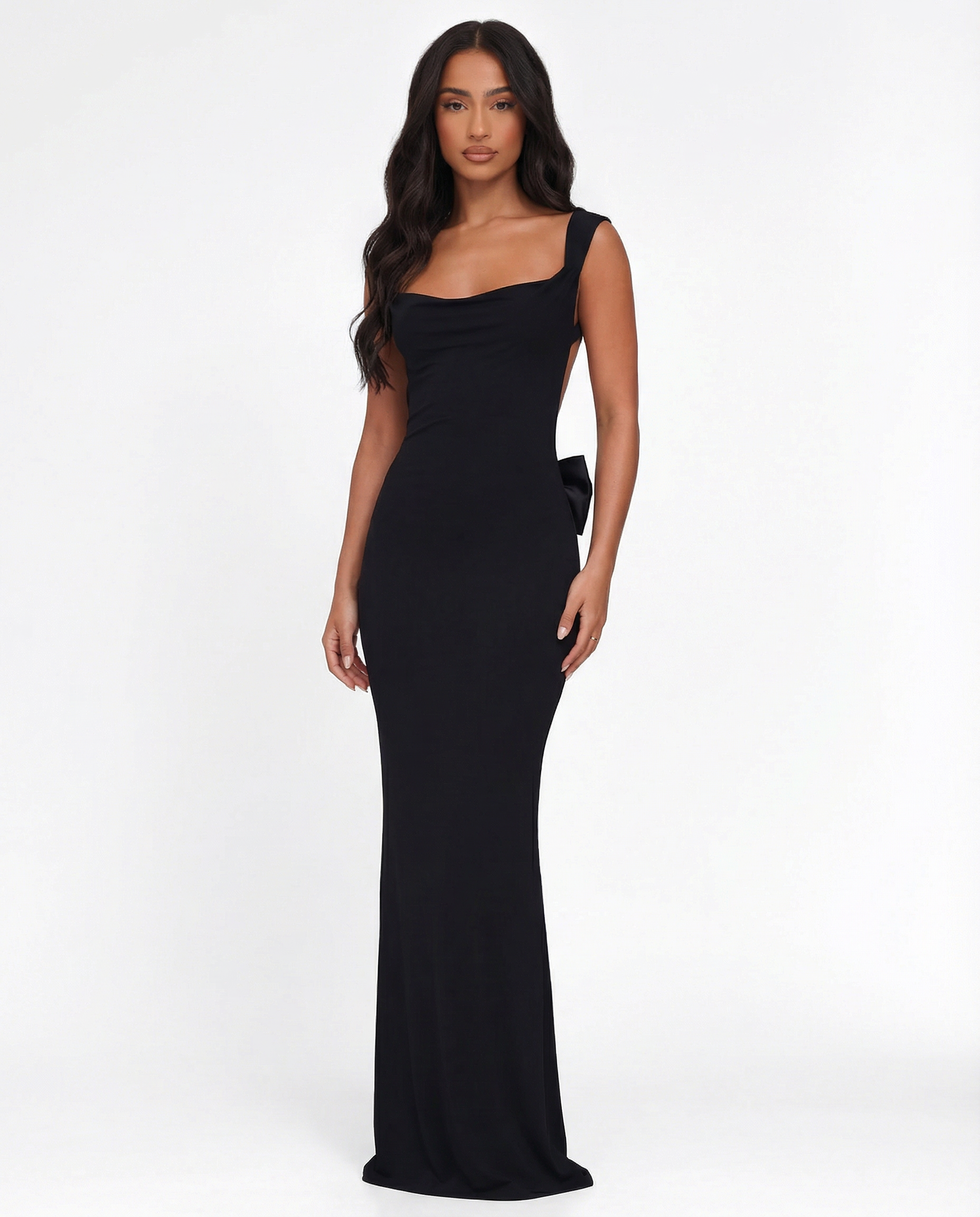 Maxi Jurk Open Rug met Strikdetail