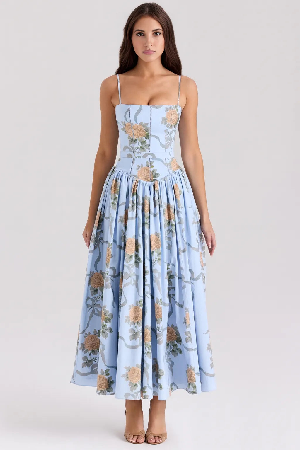 Maxi Jurk met Spaghettibandjes en Bloemenprint